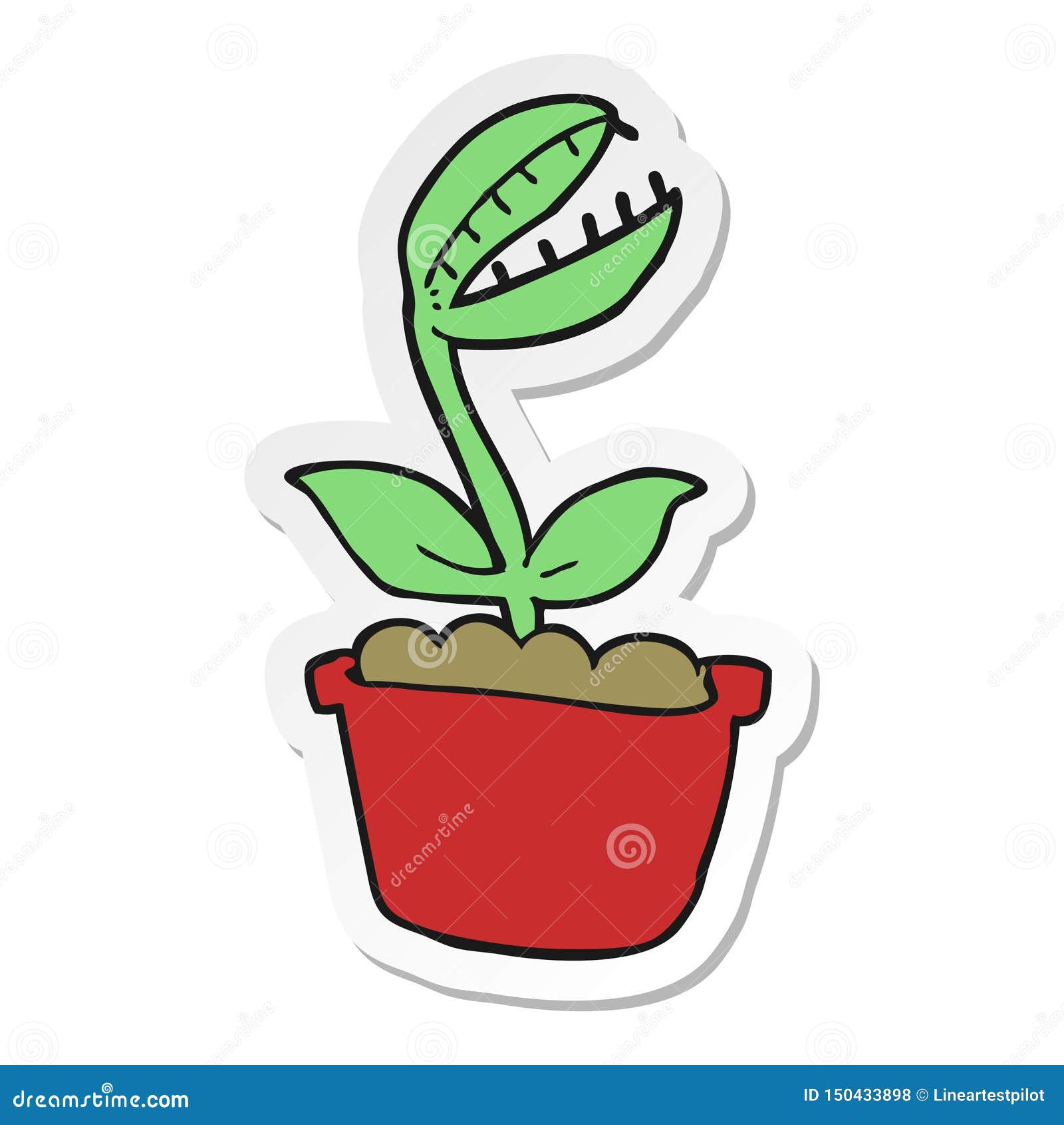 Sticker of a Cartoon Venus Fly Trap Stock Vector Illustration of