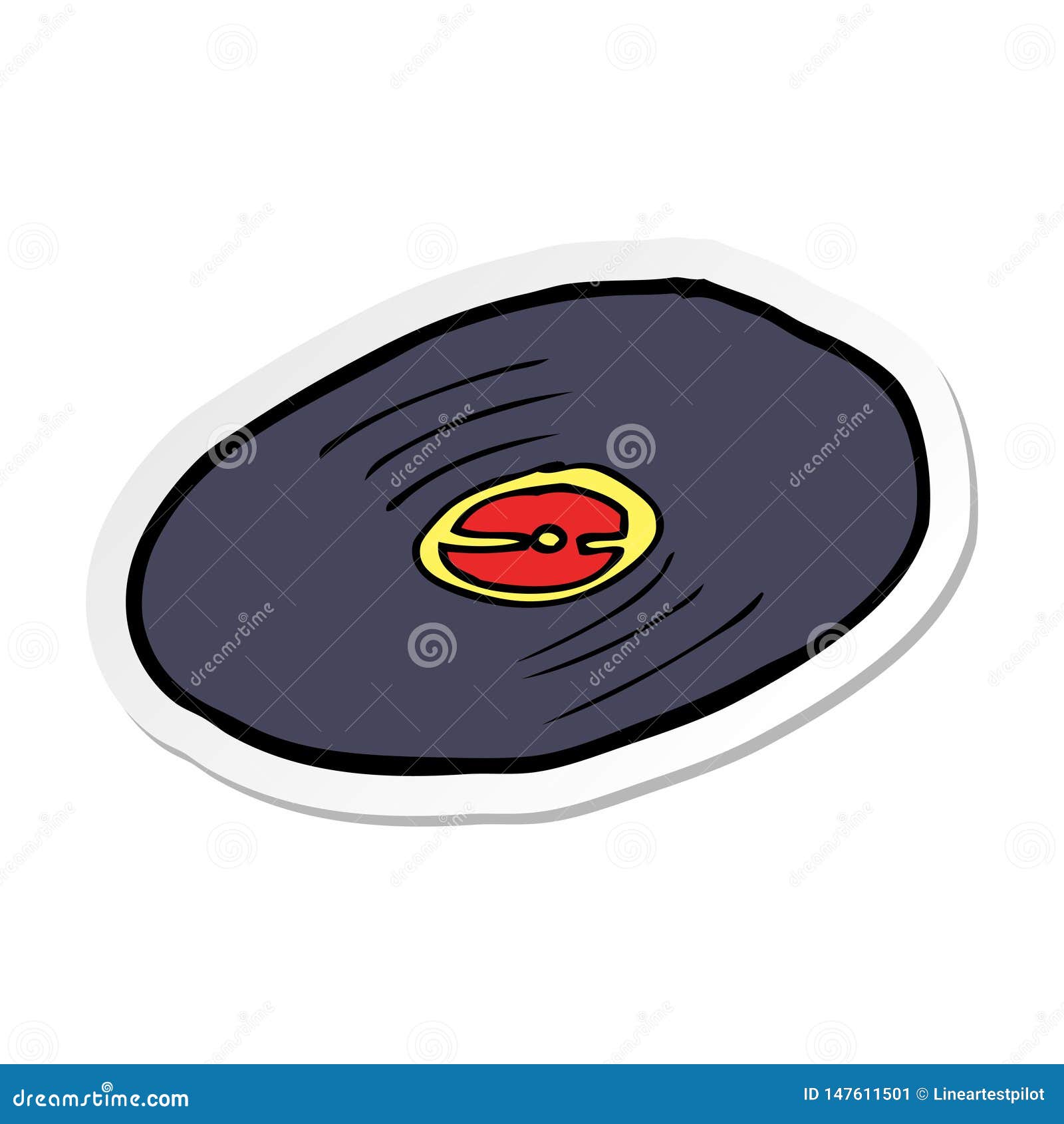 Sticker of a Cartoon Vinyl Record Stock Vector Illustration of record