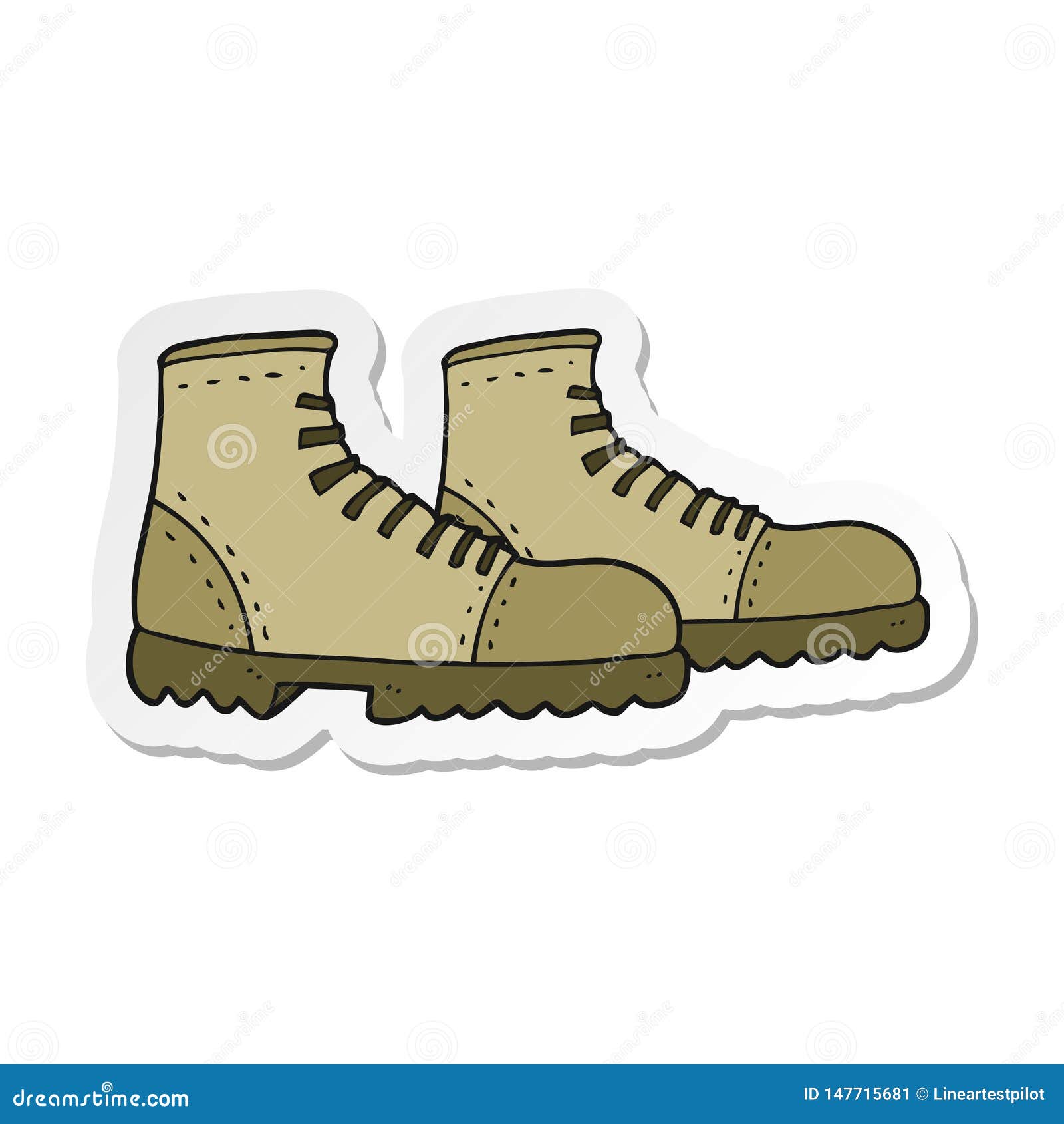 Sticker of a Cartoon Walking Boots Stock Vector Illustration of hand, drawn 147715681