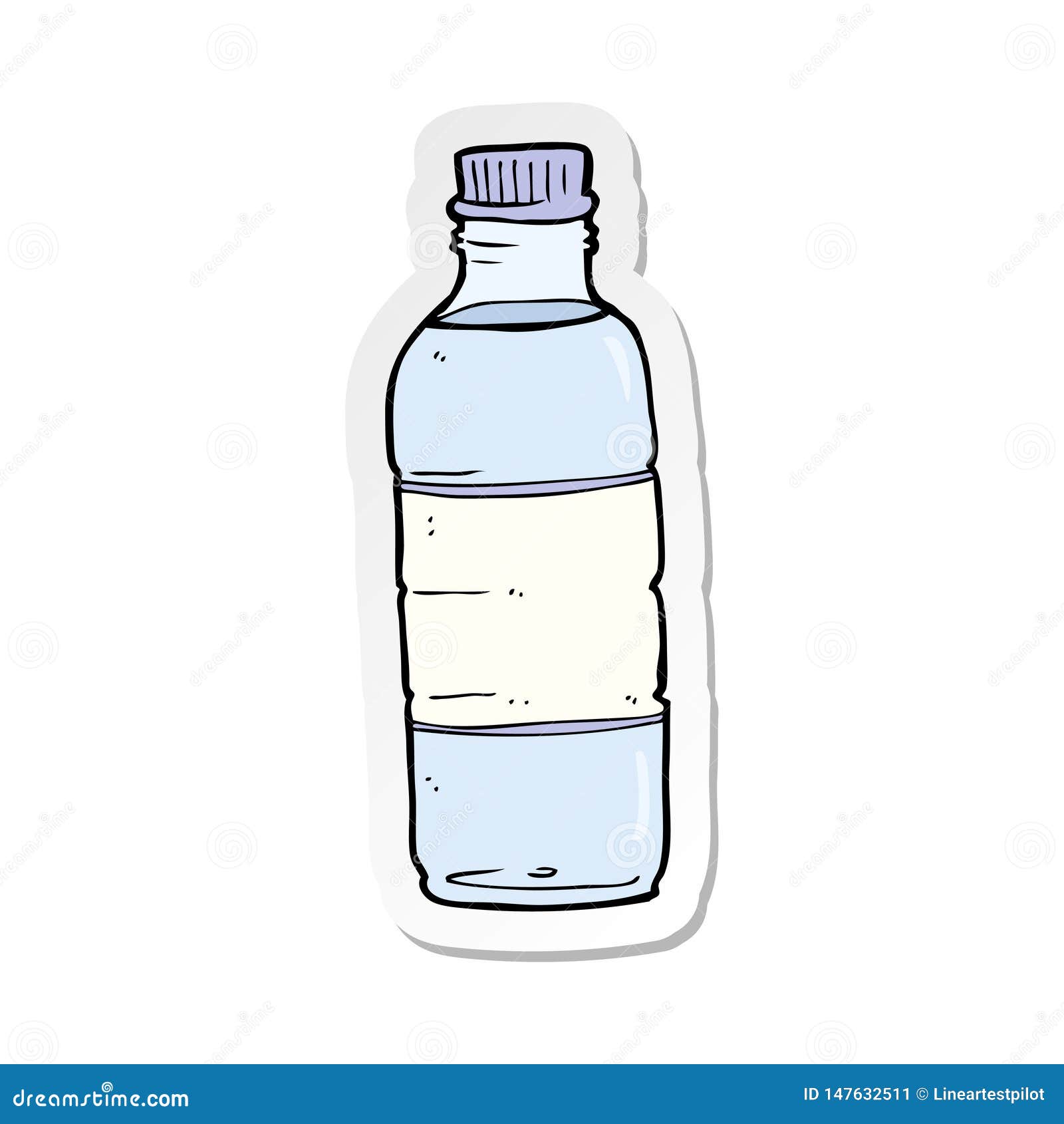 Sticker of a Cartoon Water Bottle Stock Vector Illustration of hand