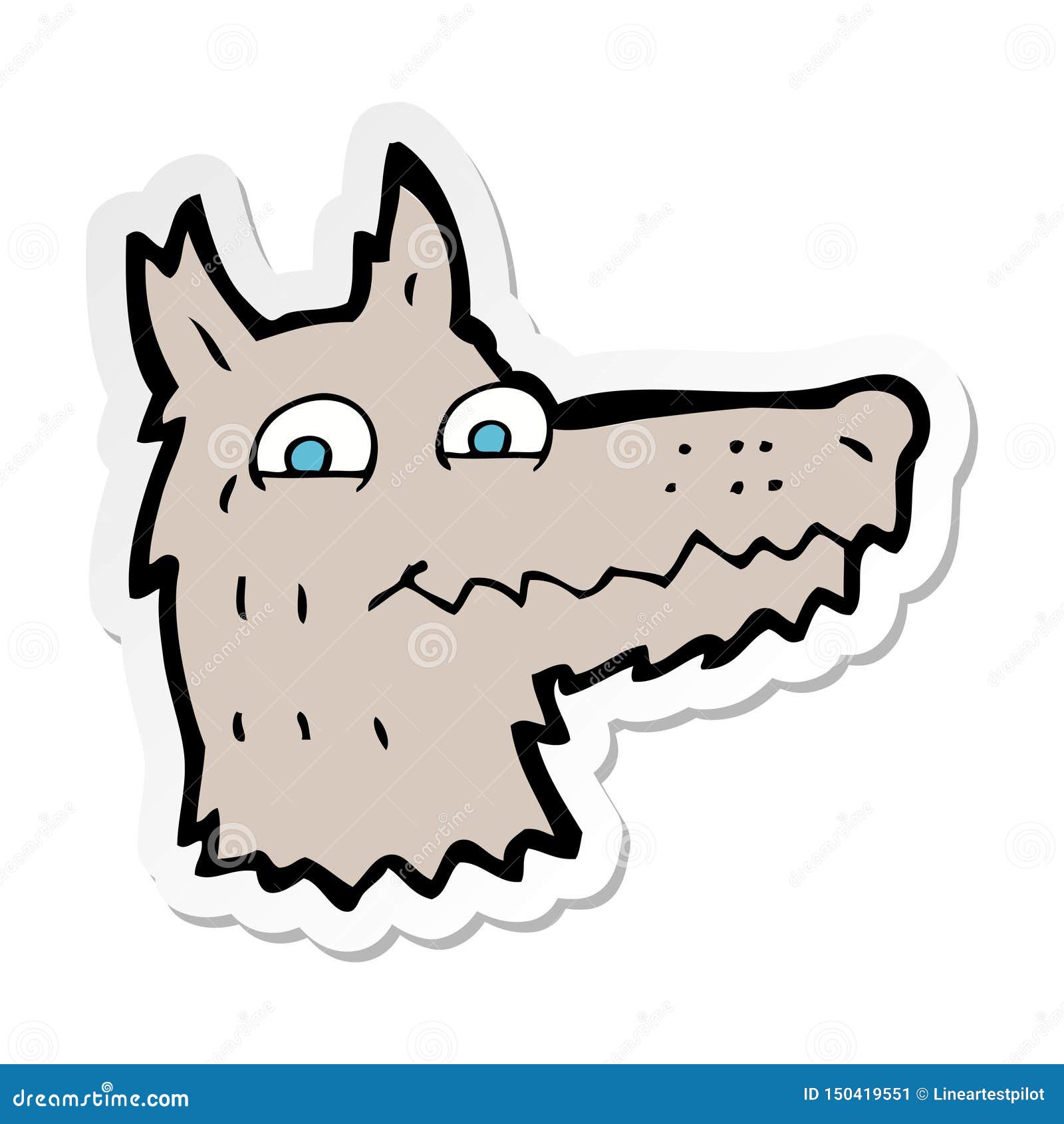 Sticker Of A Cartoon Wolf Head Stock Vector - Illustration of icon