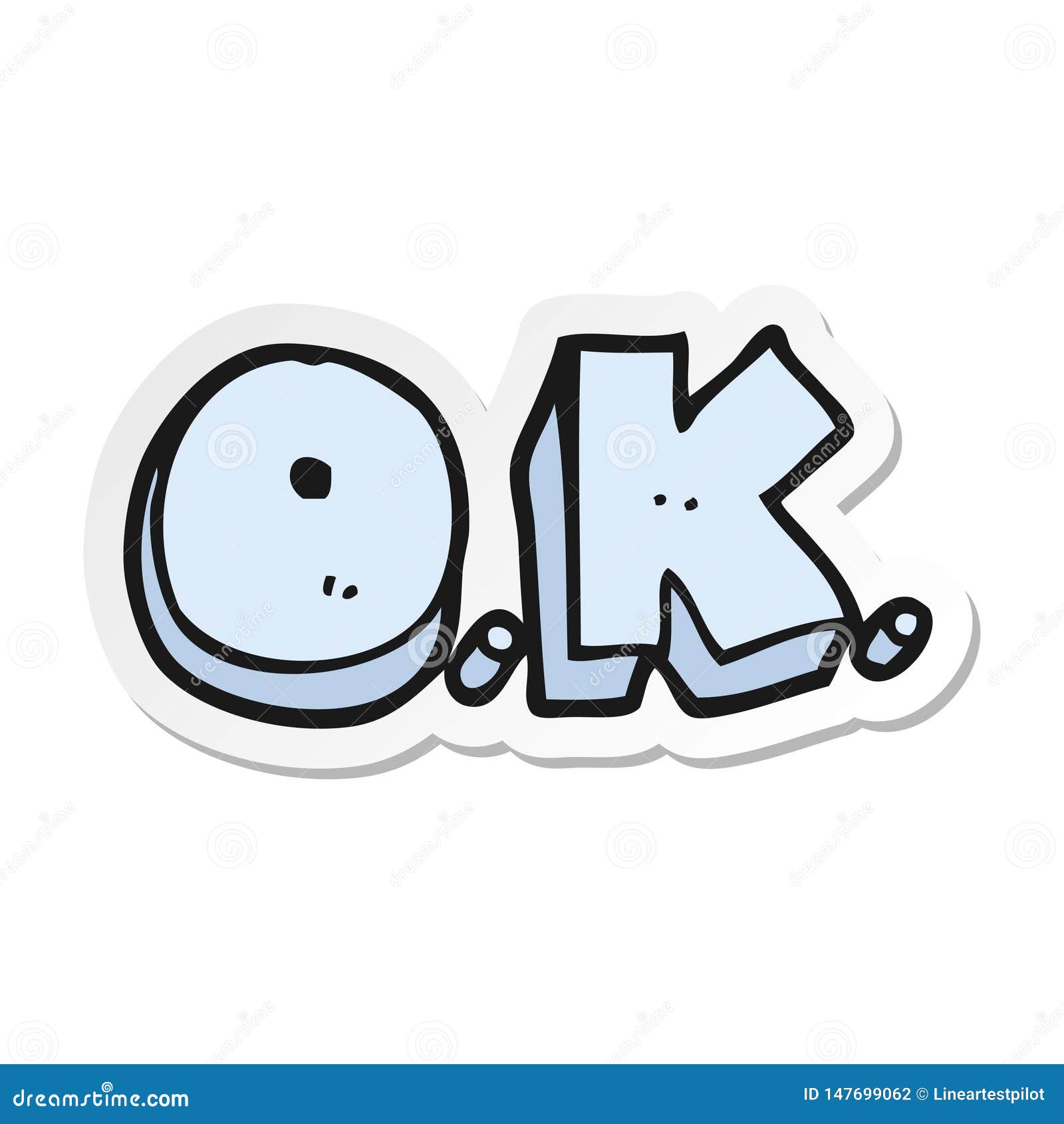 Sticker of a Cartoon Word OK Stock Vector - Illustration of drawing,  handdrawn: 147699062