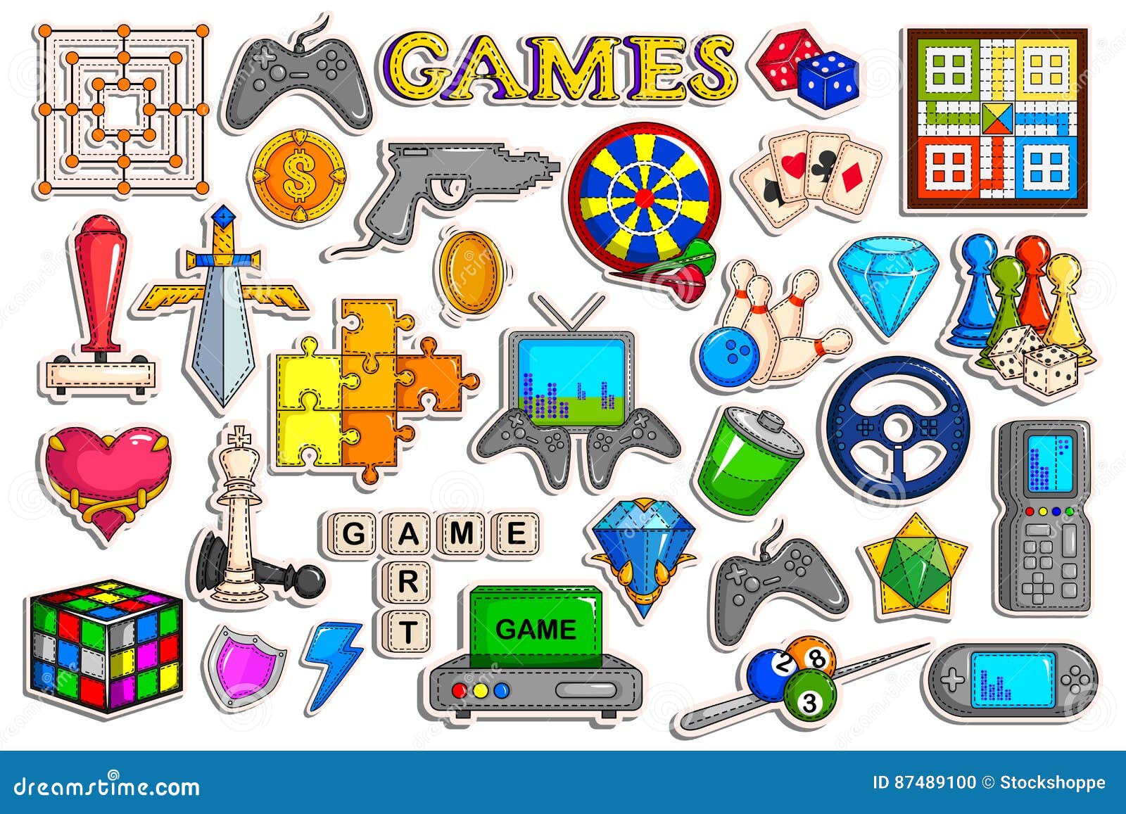 Sticker Collection for Video Game Interface Object Editorial Image