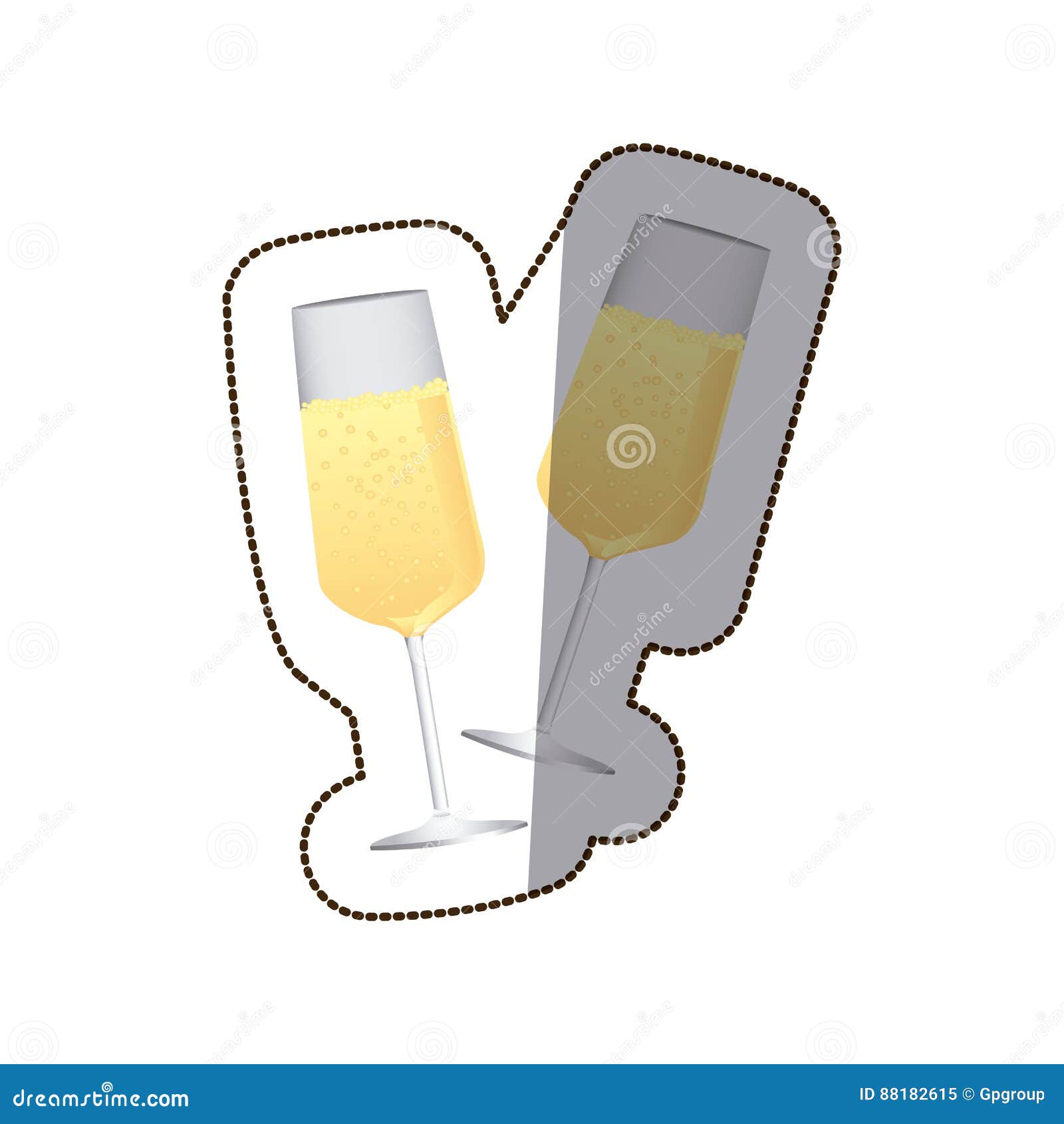 Sticker Colorful Silhouette Couple Toast Champagne Glasses Stock Illustration Illustration Of