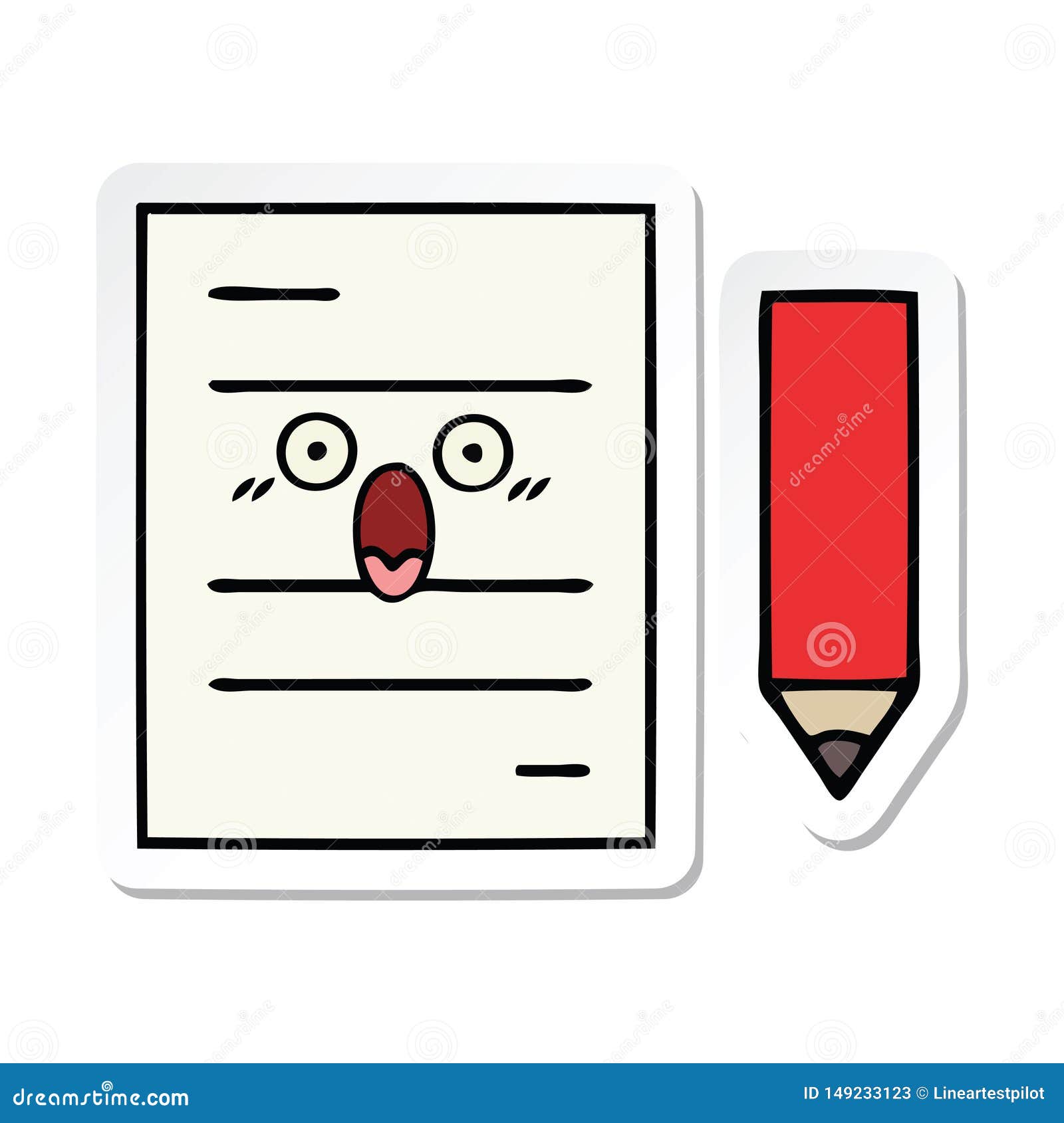Sticker of a Cute Cartoon Test Paper Stock Vector - Illustration of retro,  exam: 149233123