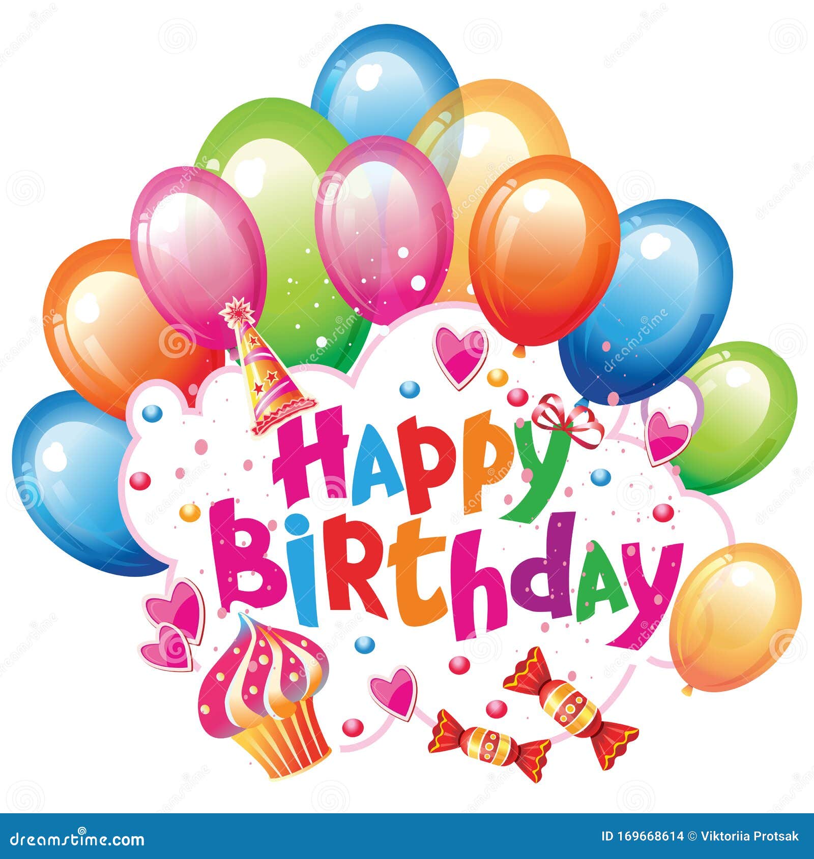 images Stickers De Cumplea?Os globos y dulces ilustracion del vector