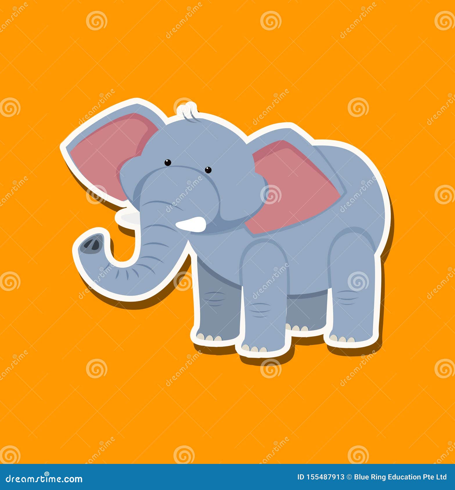 Sticker Design with Cute Elephant Stock Vector Illustration of
