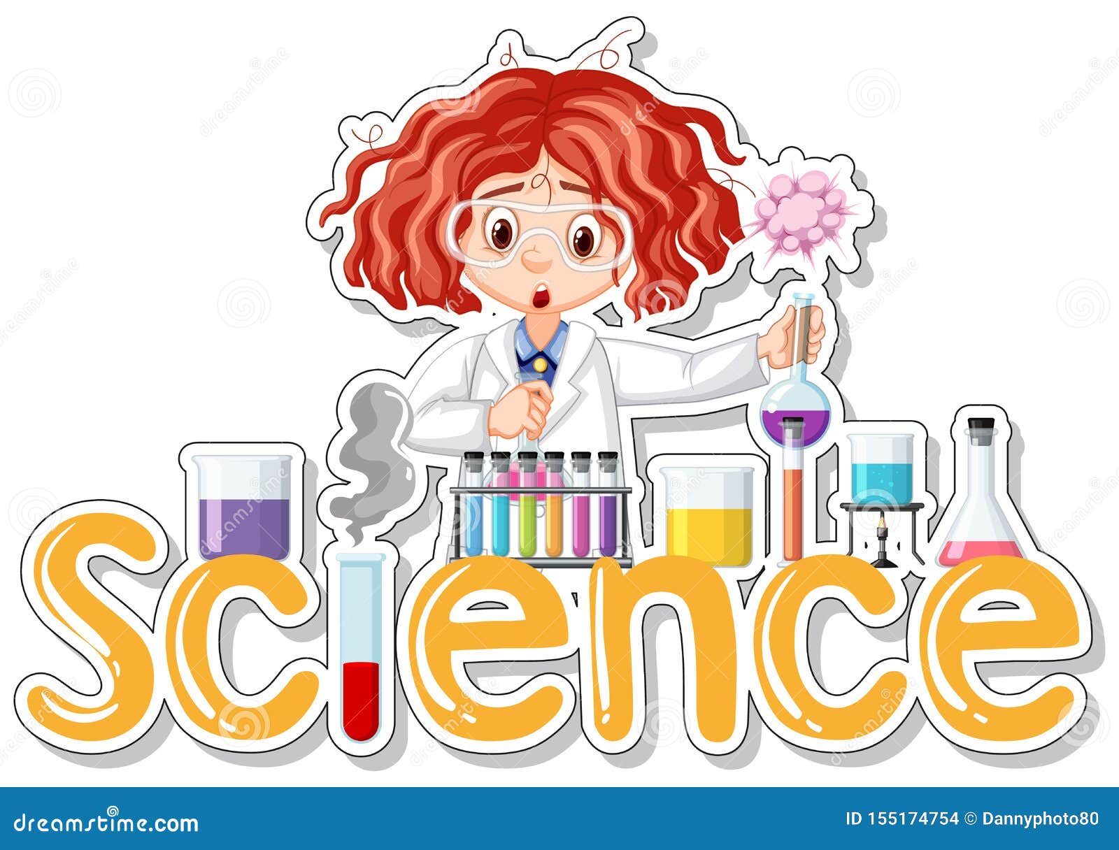 Download Sticker Design With Scientist Doing Experiment Stock Vector - Illustration of sticker, isolated ...
