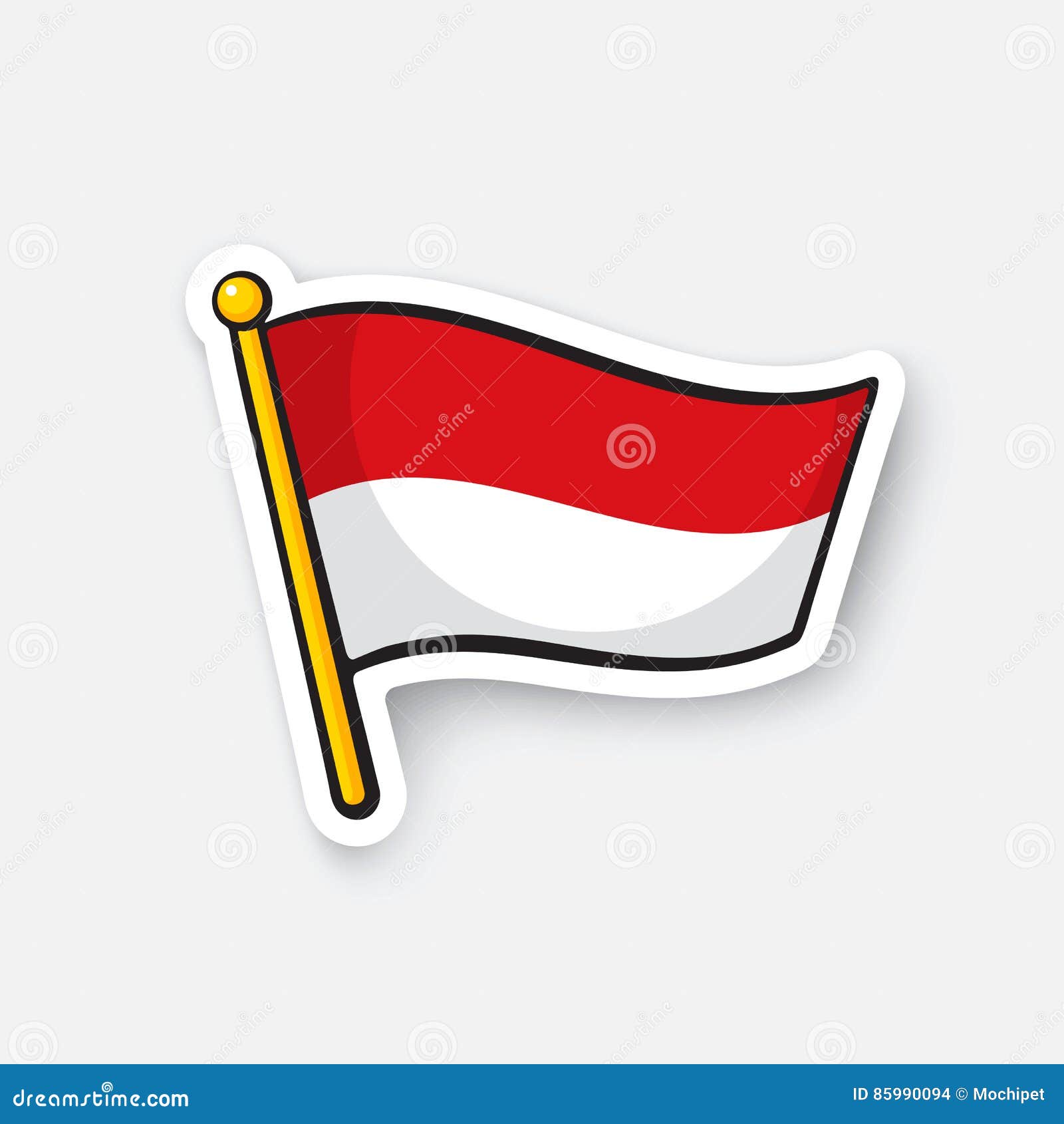 Download Sticker Flag Of Indonesia On Flagstaff Stock Vector ...