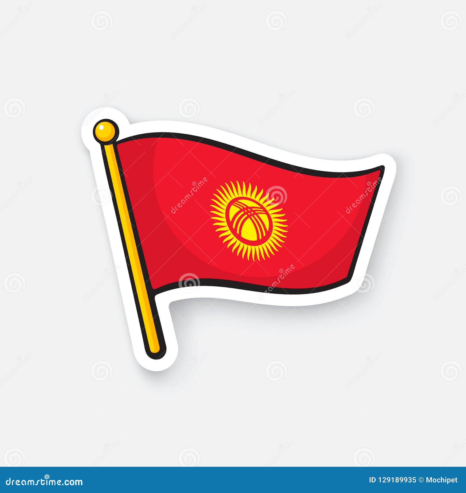 Download Sticker Flag Of Kyrgyzstan On Flagstaff Stock Vector ...