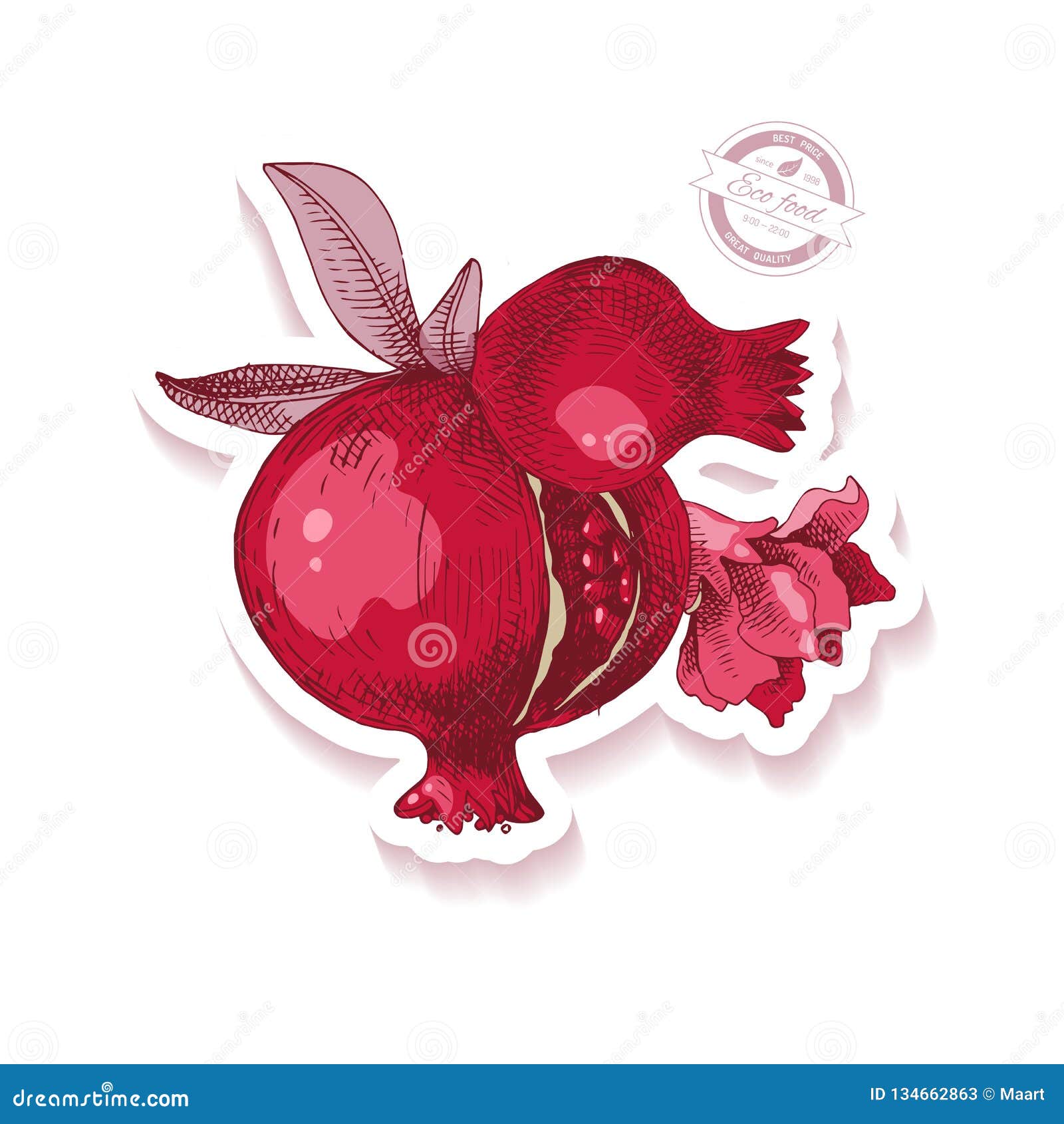 Download Sticker With Hand Drawn Pomegranate Branch Stock Vector ...