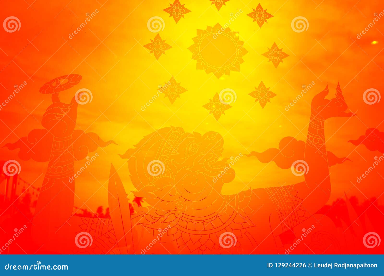 Sticker Hanuman On Glass. ,Effect Black And White Tone RoyaltyFree