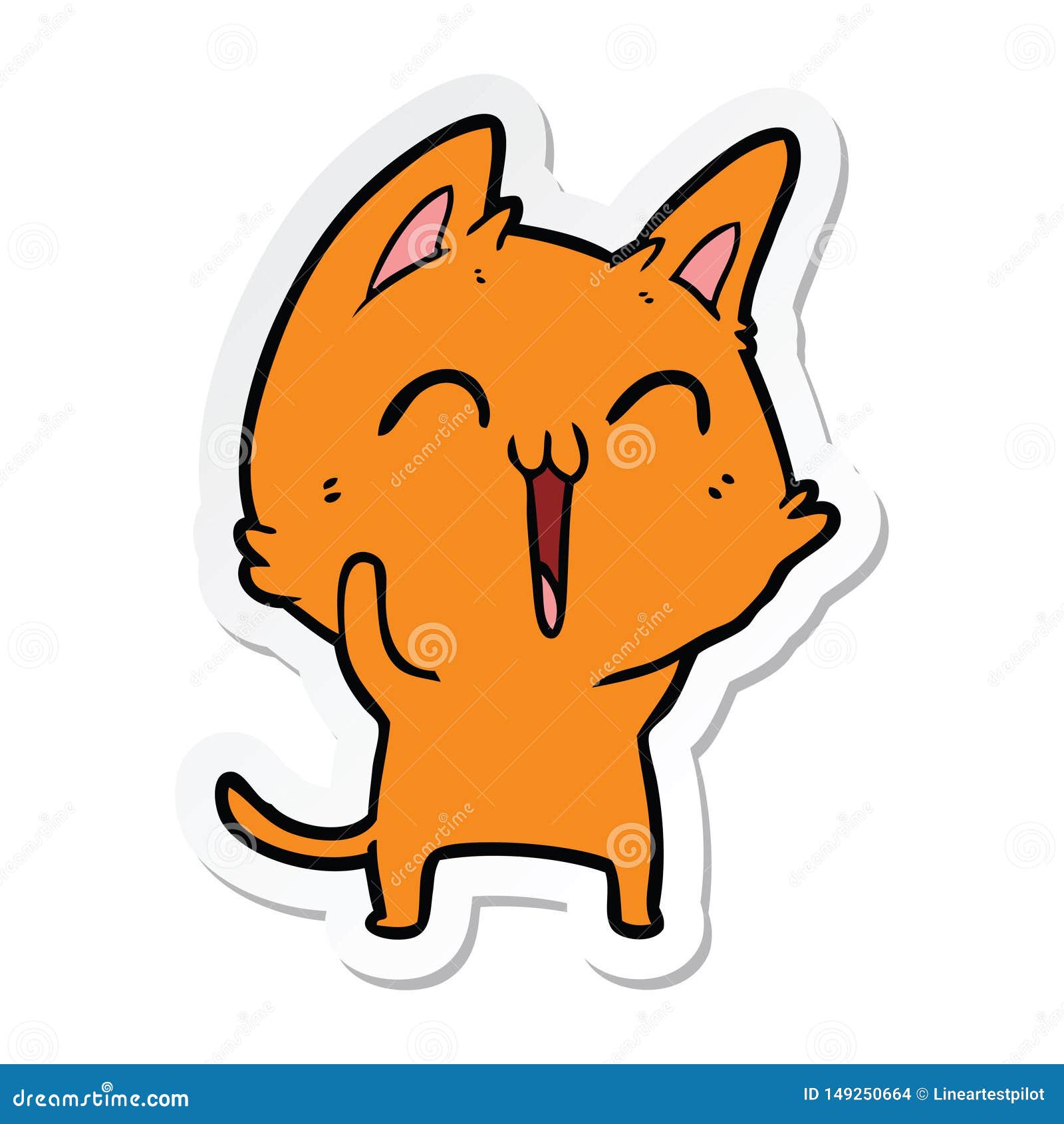 Sticker of a Happy Cartoon Cat Stock Vector Illustration of cartoon