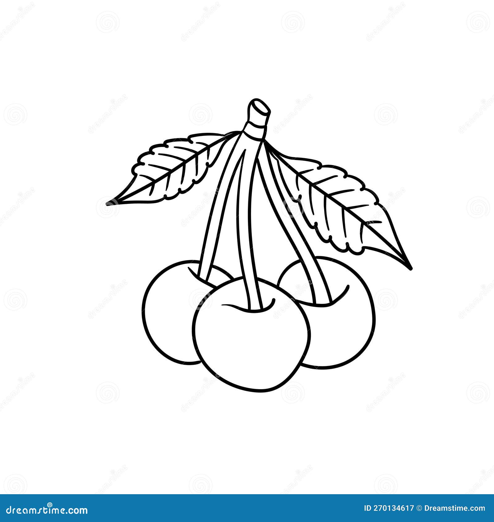 Sticker Illustration of Cherry Fruit Outline Version Stock Vector Illustration of black, white