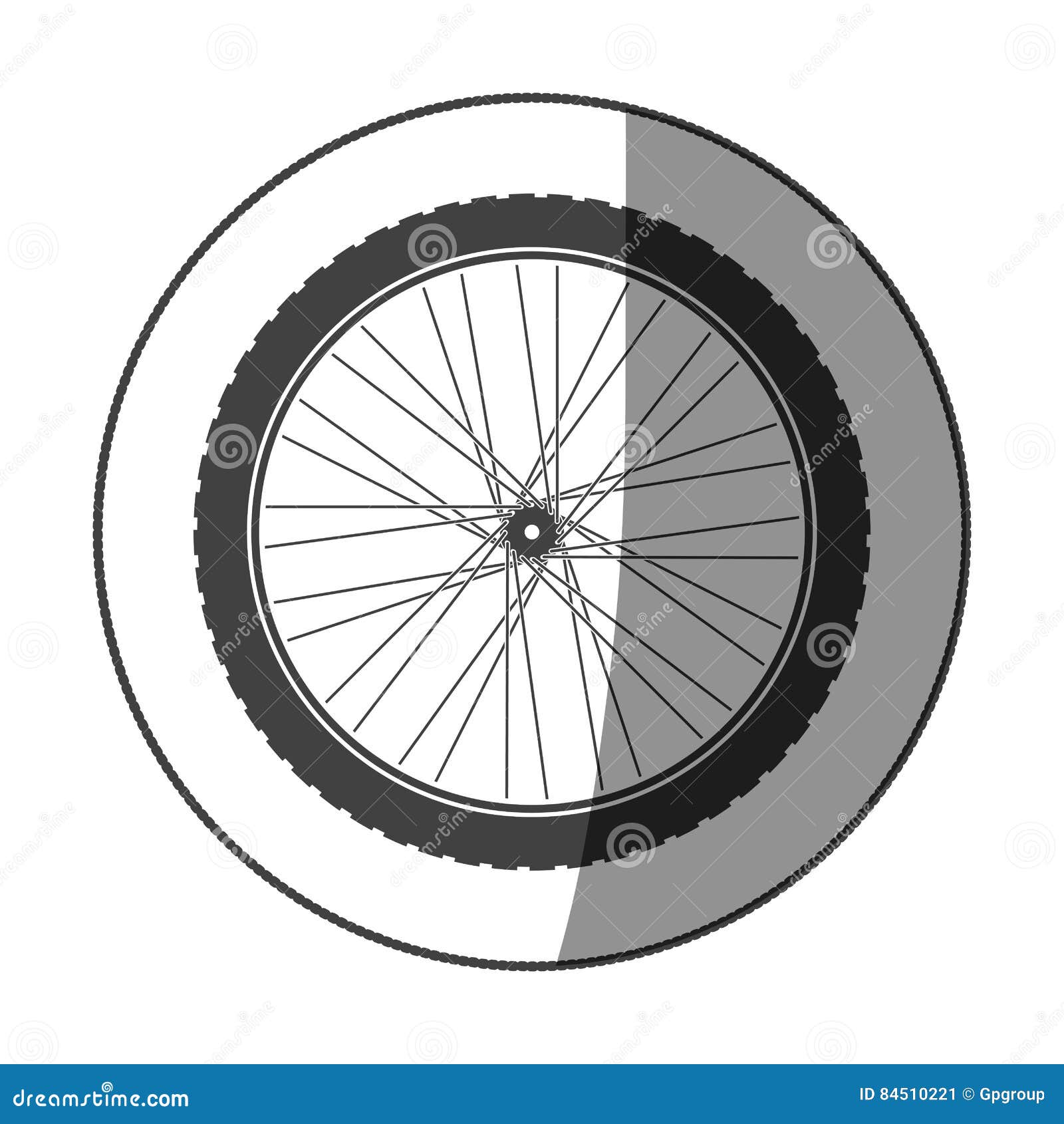 Sticker Motorcycle Wheel Monochrome with Half Shaded Stock Vector