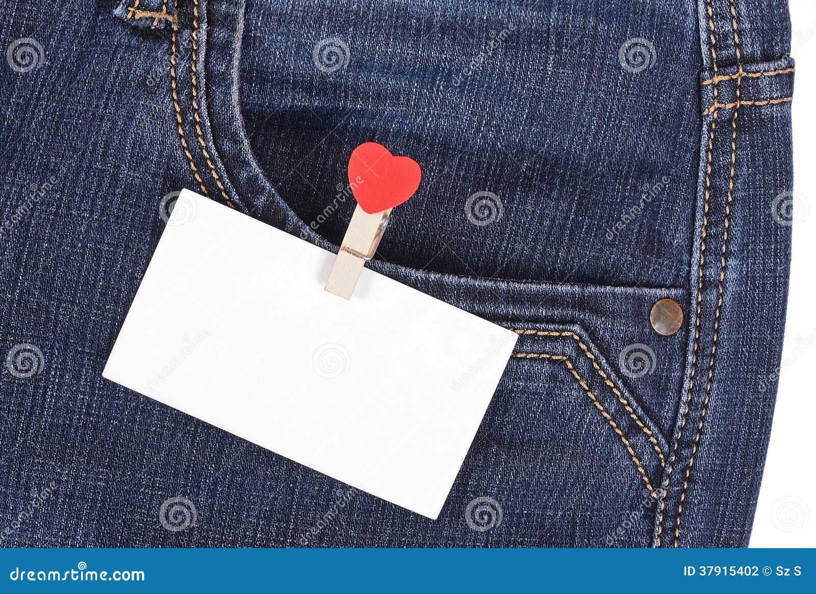 Sticker in pocket jeans stock photo. Image of clothing 37915402