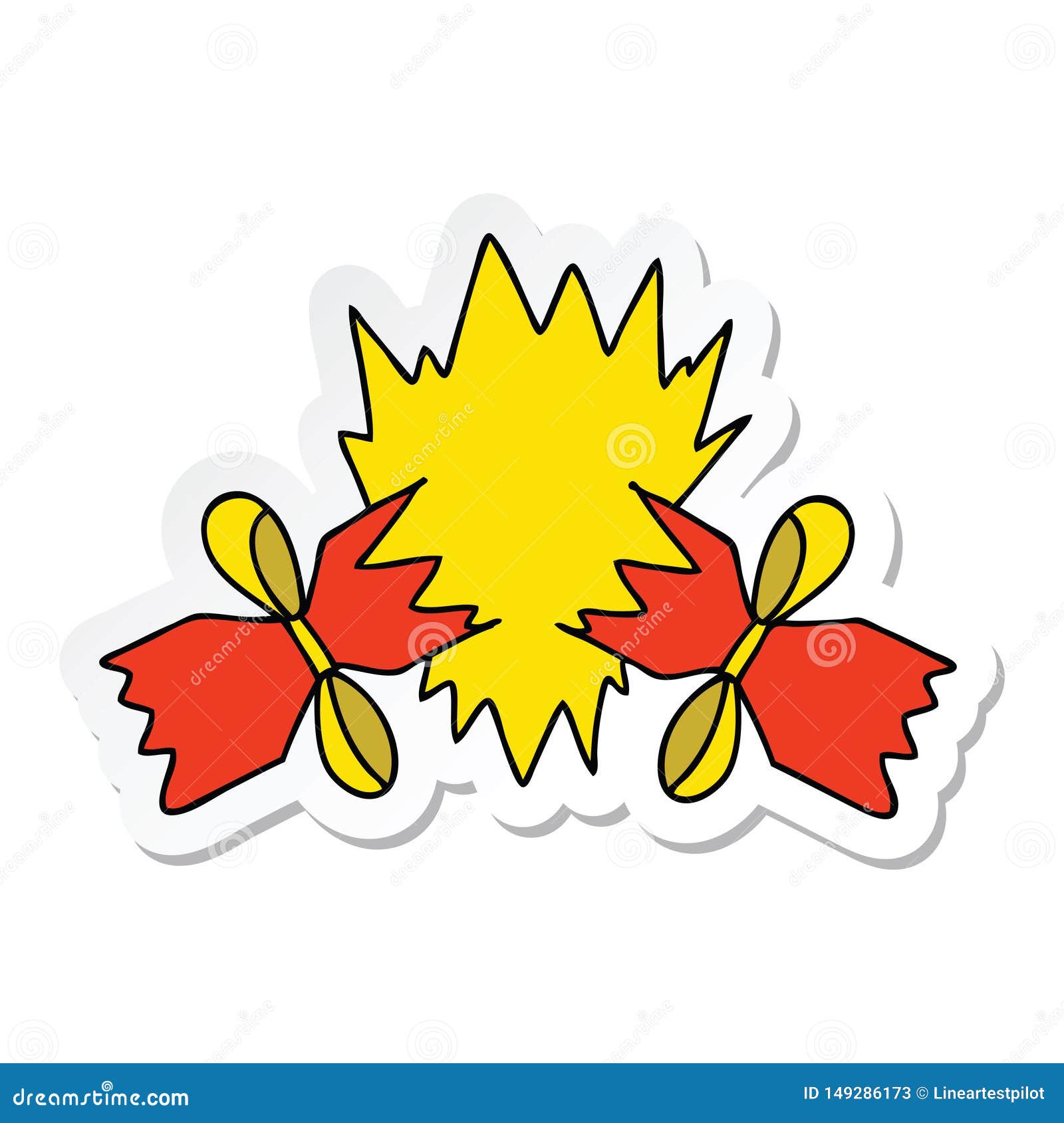 Sticker of a Quirky Hand Drawn Cartoon Pulled Cracker Stock Vector
