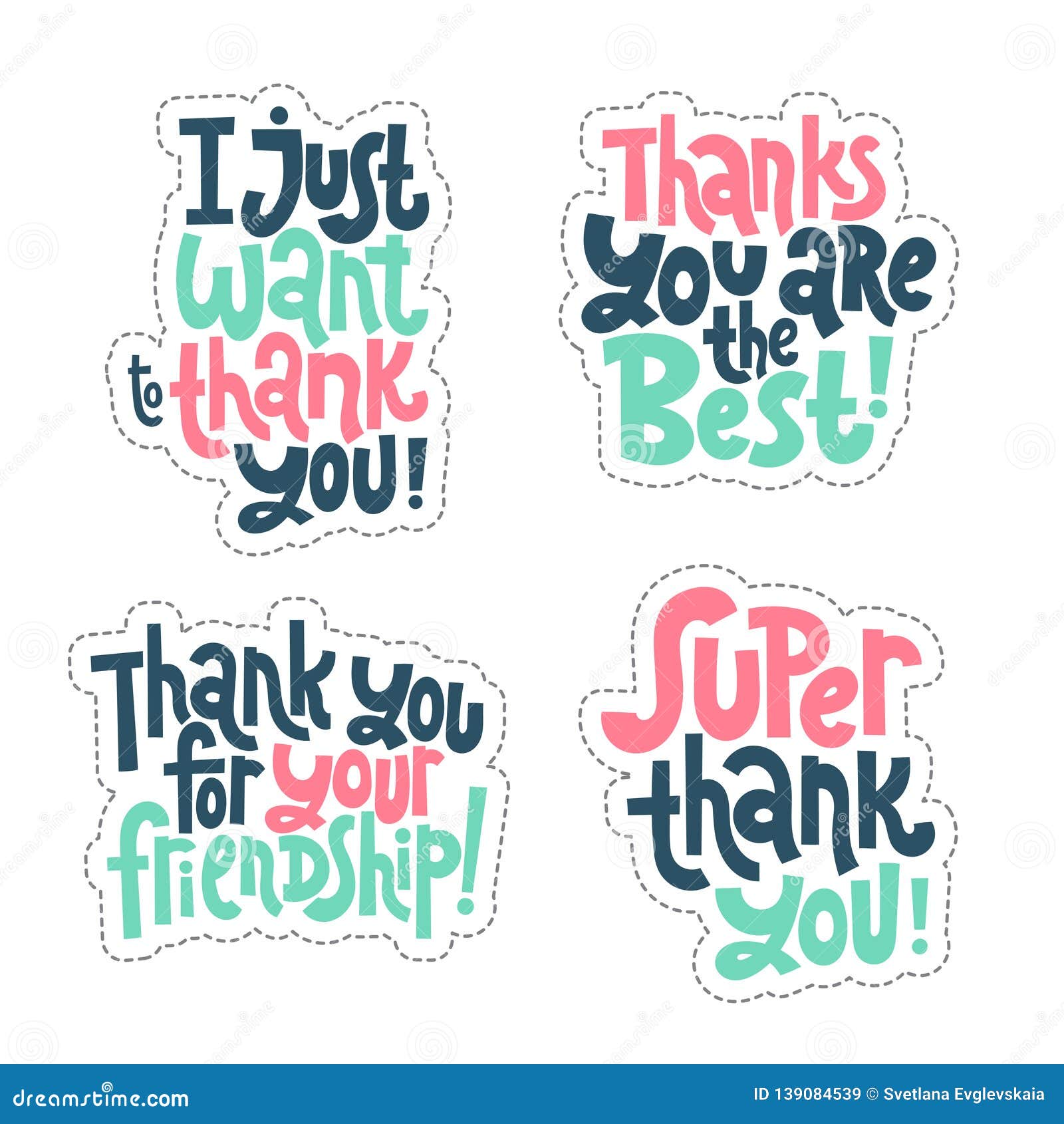 Thank You Quotes And Stickers Stock Vector Illustration Of Message Print 139084539