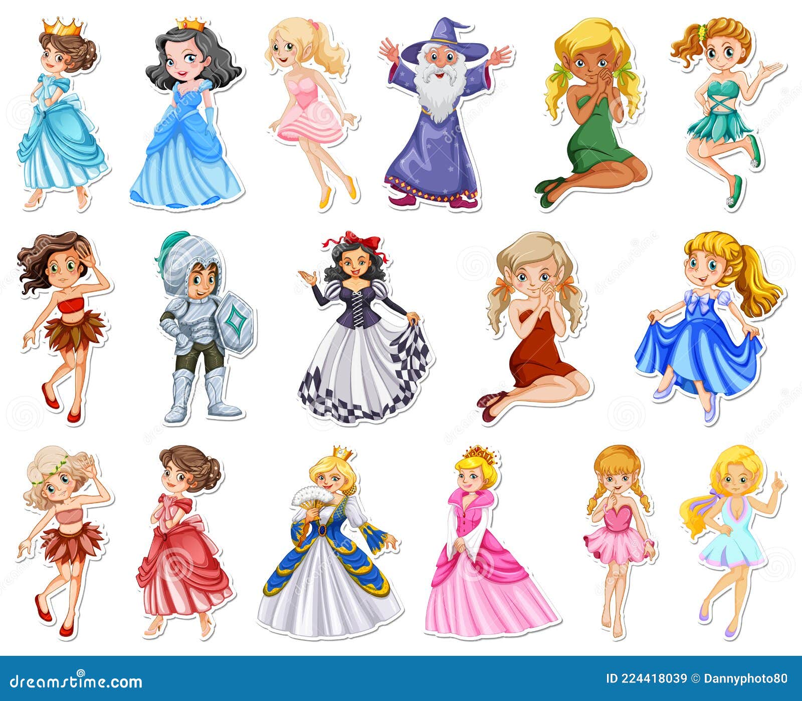 Sticker Set with Different Fairytale Cartoon Characters Stock Vector -  Illustration of arrangement, creature: 224418039