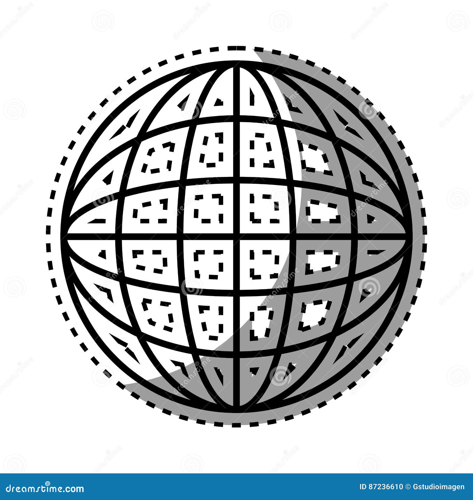 sticker shading silhouette sphere with lines cartographic