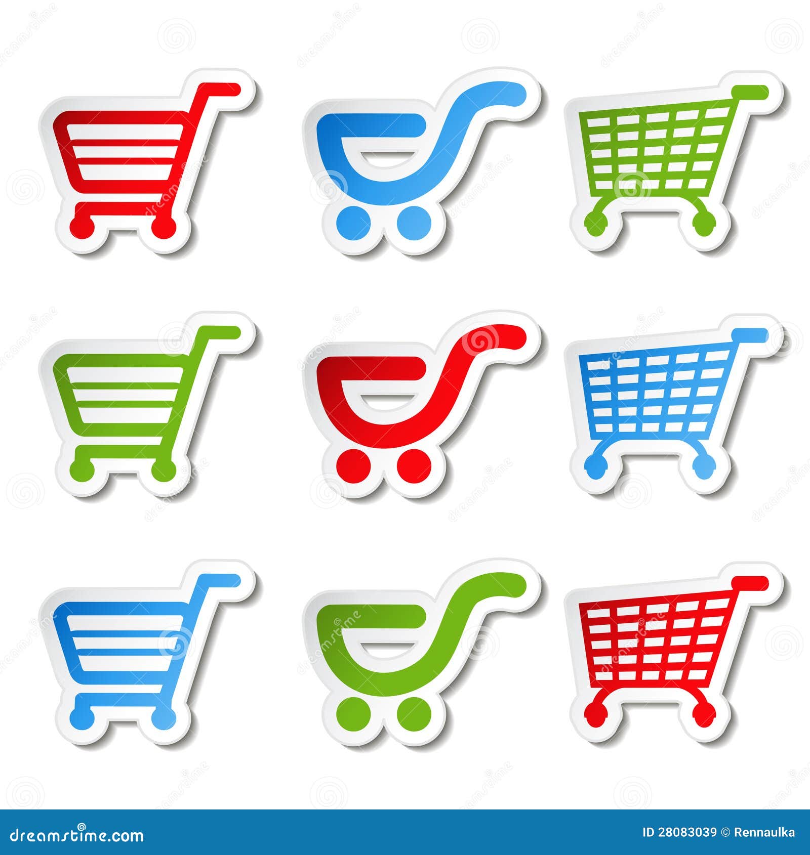 Sticker Shopping Cart Trolley, Item or Button Stock Vector