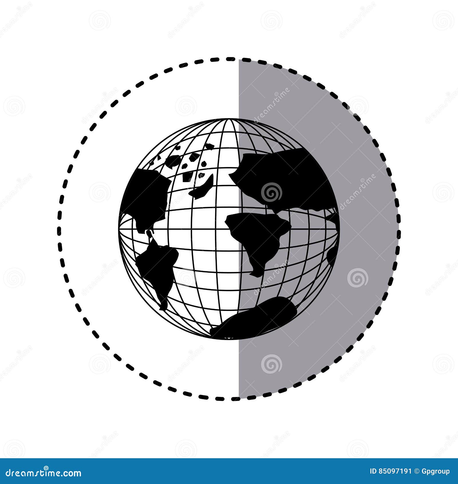 Sticker Silohuette Monochrome Earth Map World Stock Vector ...