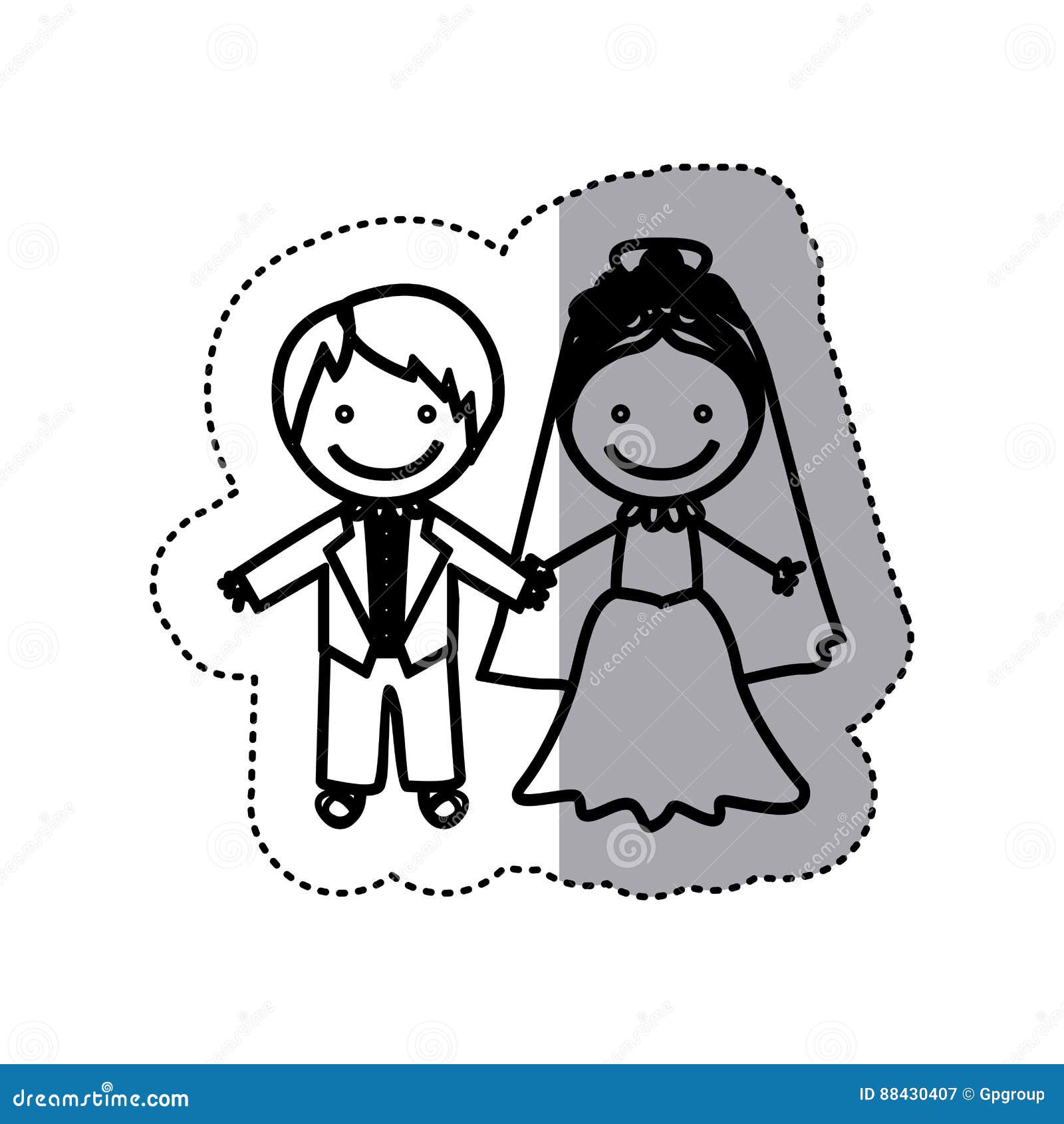 Just Married Couple Drawing Illustration Vector Stock Illustration -  Download Image Now - Drawing - Art Product, Groom - Human Role, Bride -  iStock