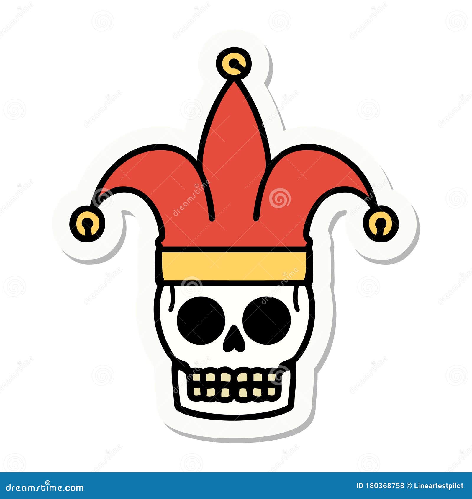 Tattoo Style Sticker of a Skull Jester Stock Vector - Illustration of ...