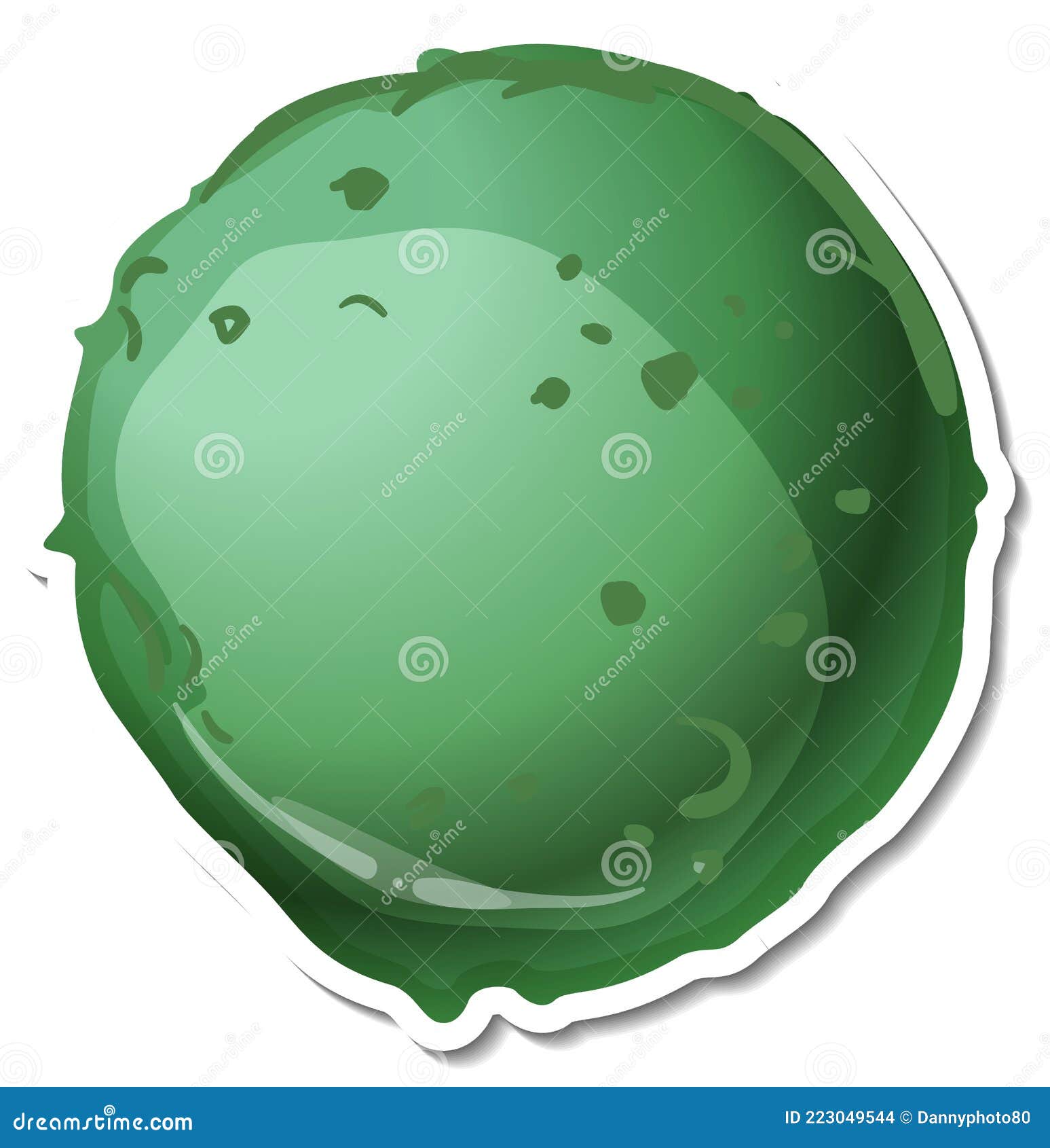 Sticker Template with Green Asteroid Isolated Stock Vector