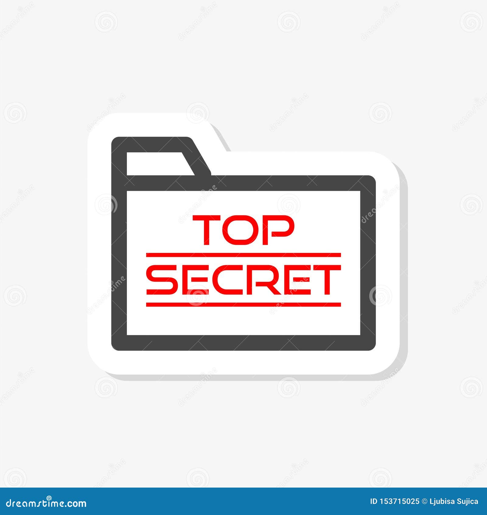 Sticker top secret file folder with text stock vector illustration of