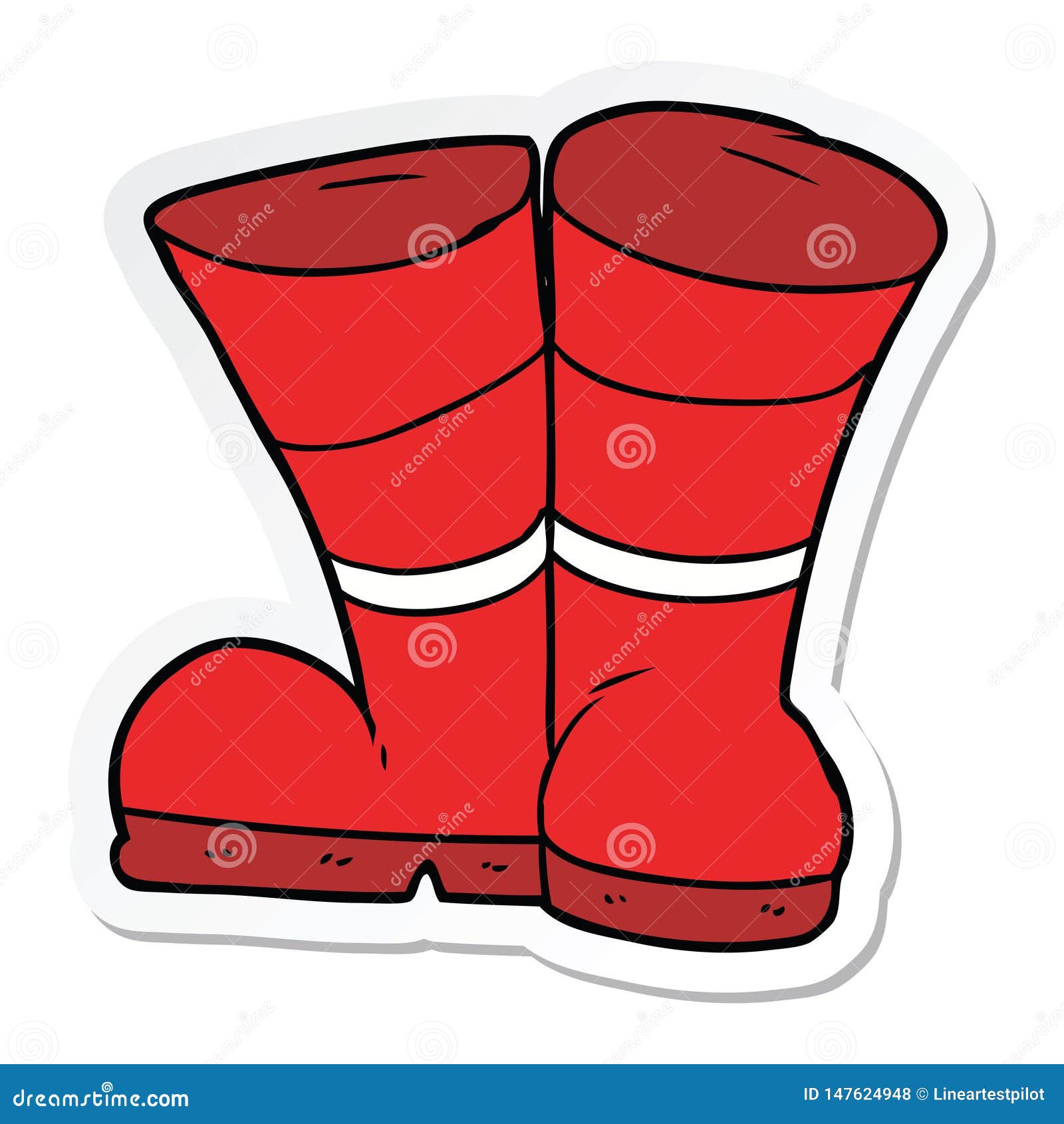 Sticker of a Wellington Boots Cartoon Stock Vector Illustration of