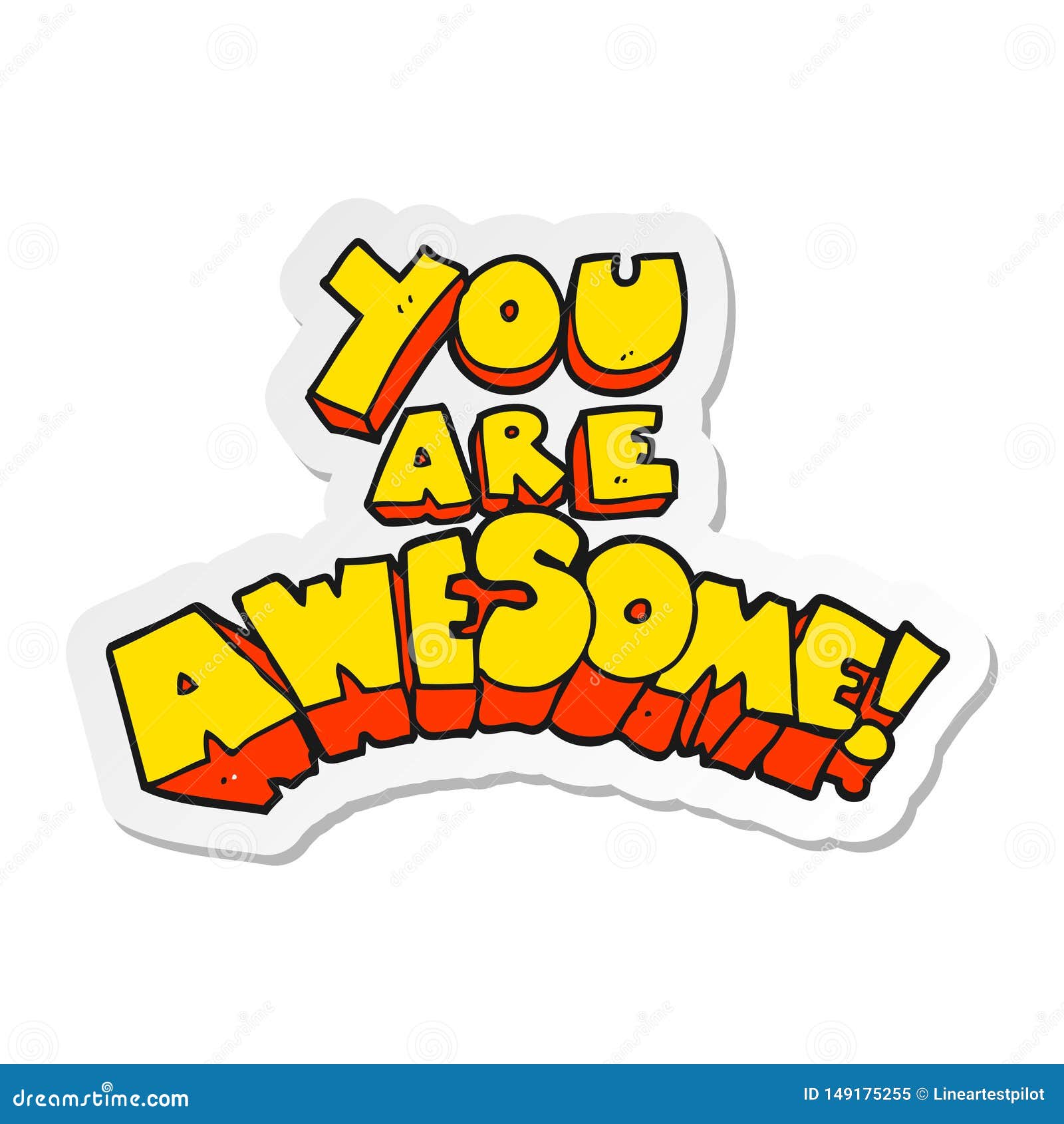 sticker of a you are awesome cartoon sign