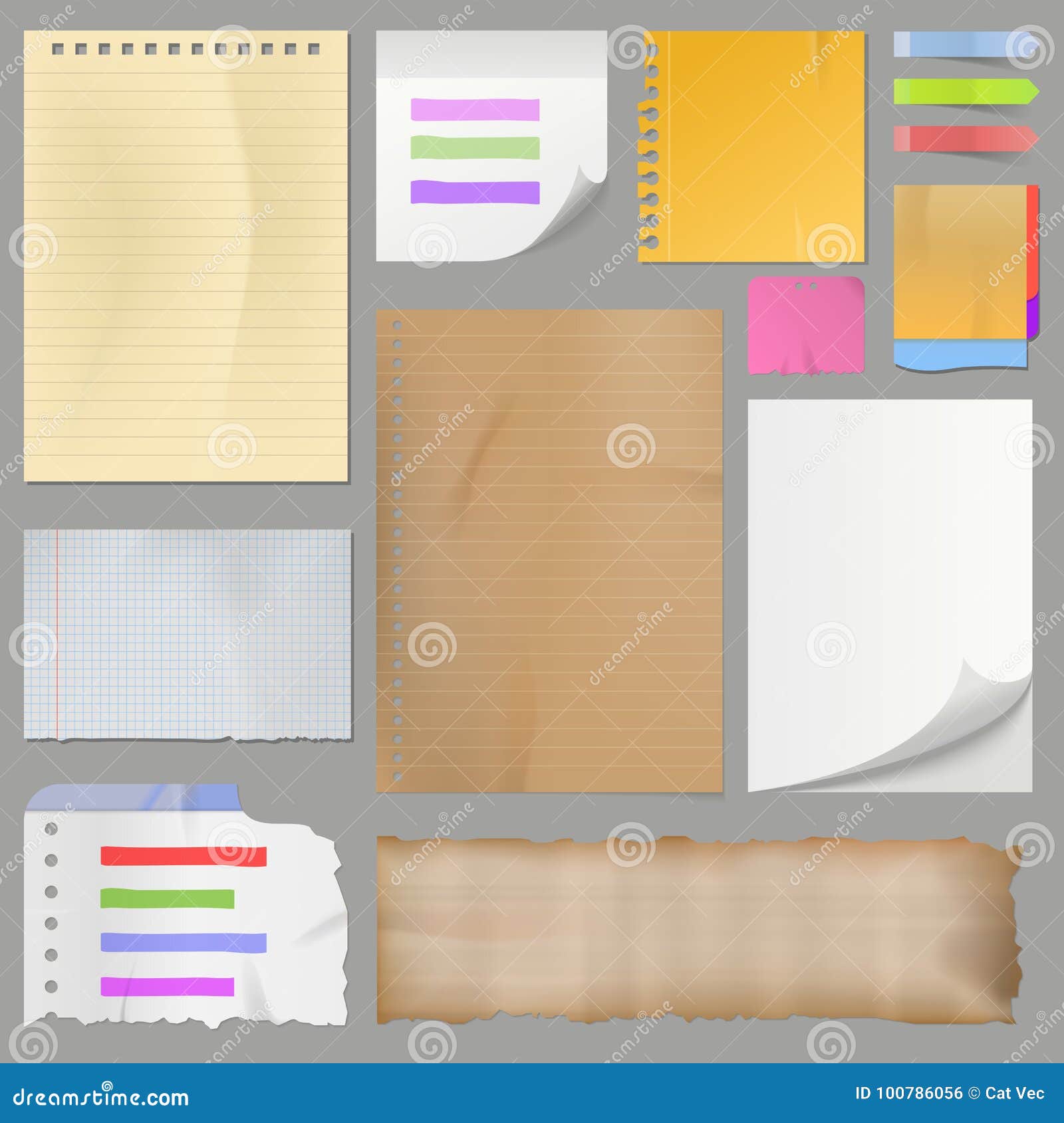 different clean paper sheets realistic style notes  .
