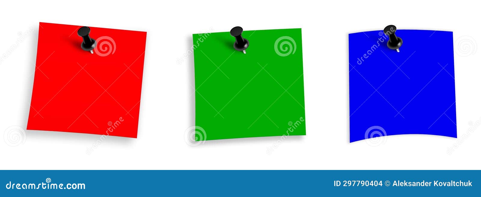 Stickie Note Blank Template Red, Green and Blue (RGB)k for Presentation