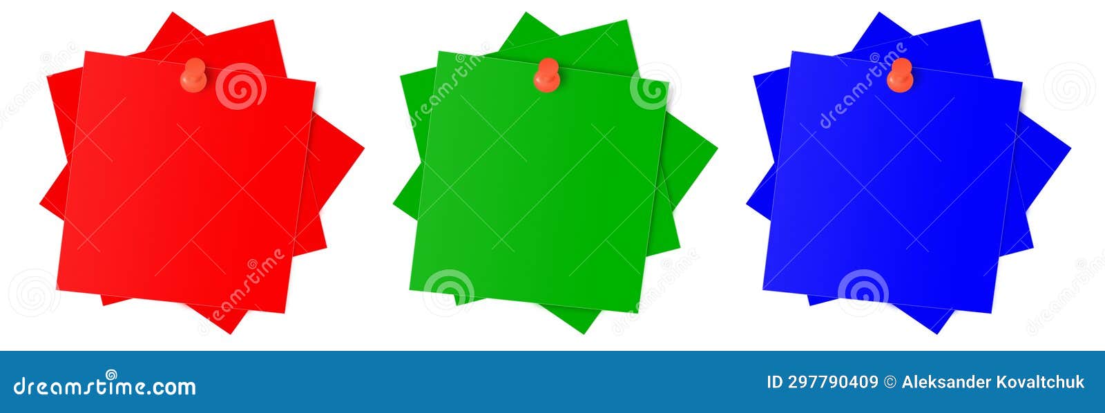 Stickie Note Blank Template Red, Green and Blue (RGB)k for Presentation