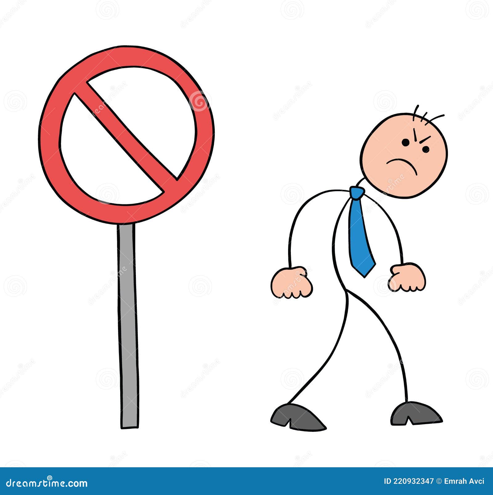 Stickman Businessman Character Sees the Forbidden Sign, Gets Angry and ...