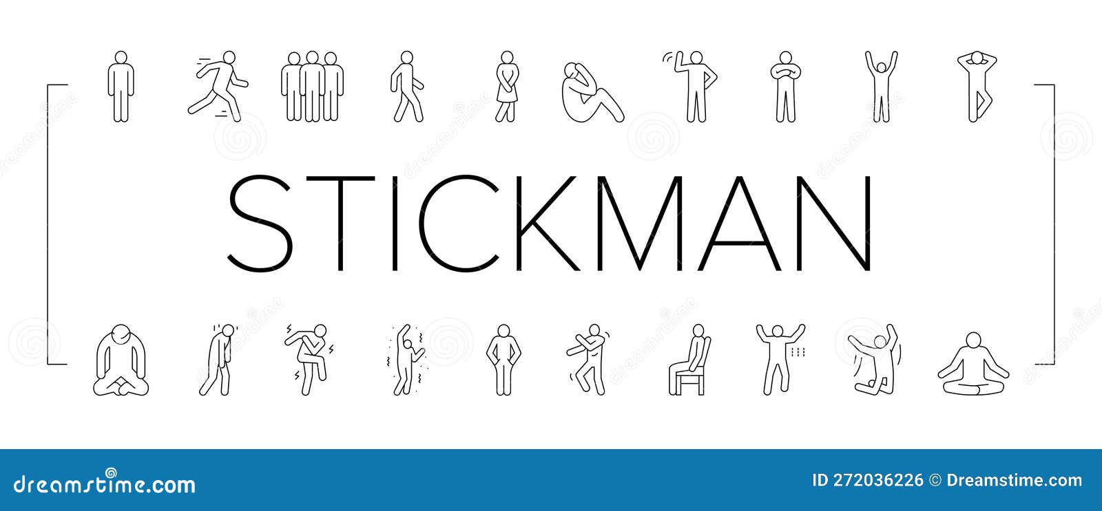 Stick man body black pictogram silhouettes Vector Image