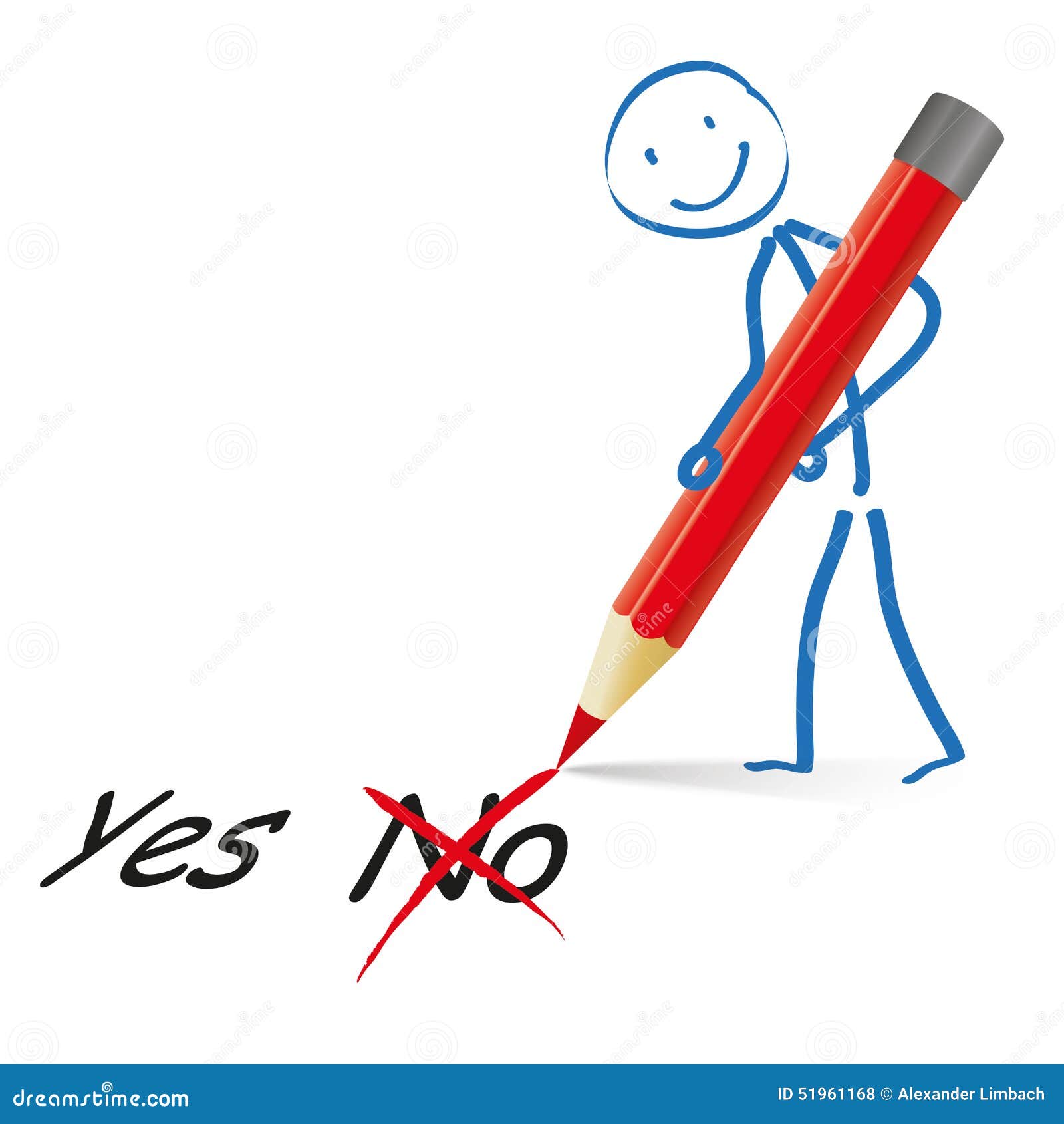 Stickman Red Pen Yes No stock vector. Illustration of stickman - 51961168