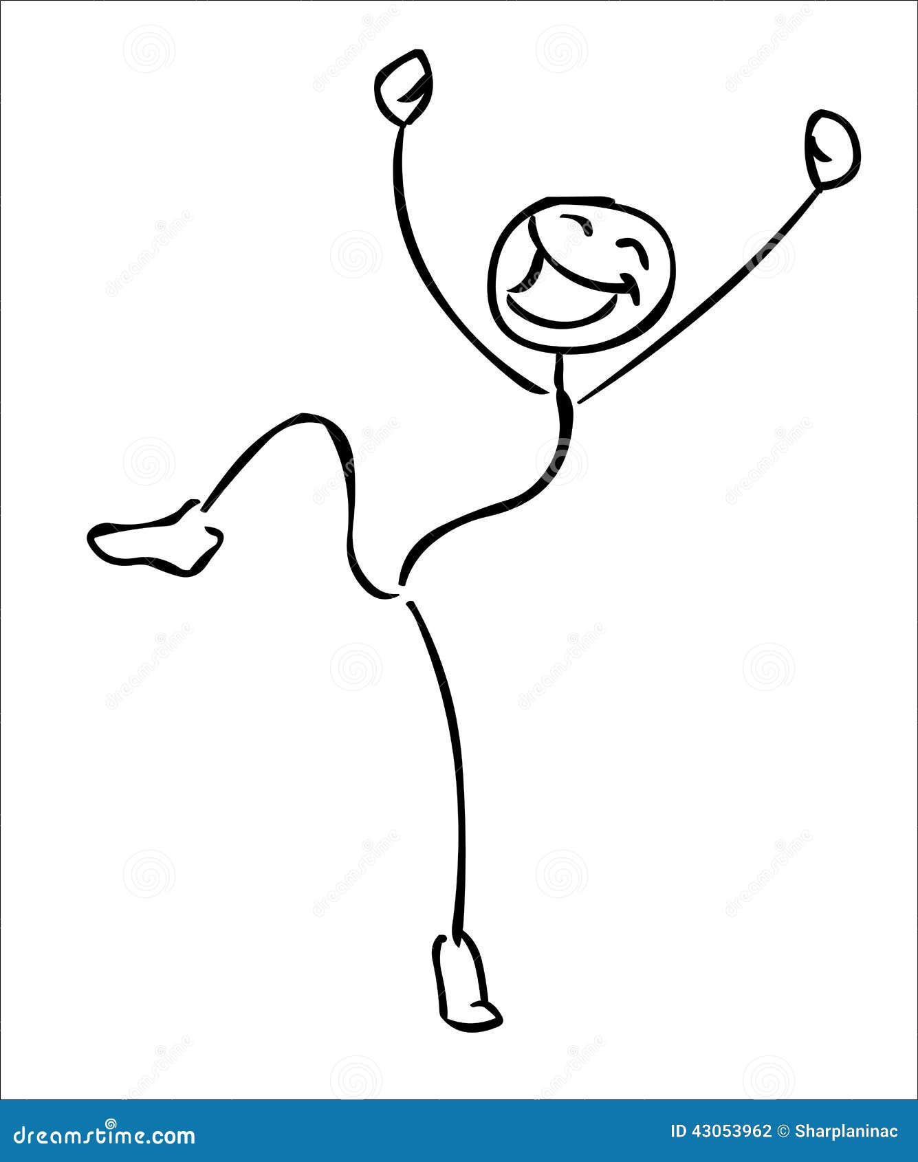 Stickman sautant heureux illustration de vecteur. Illustration du caractère 43053962