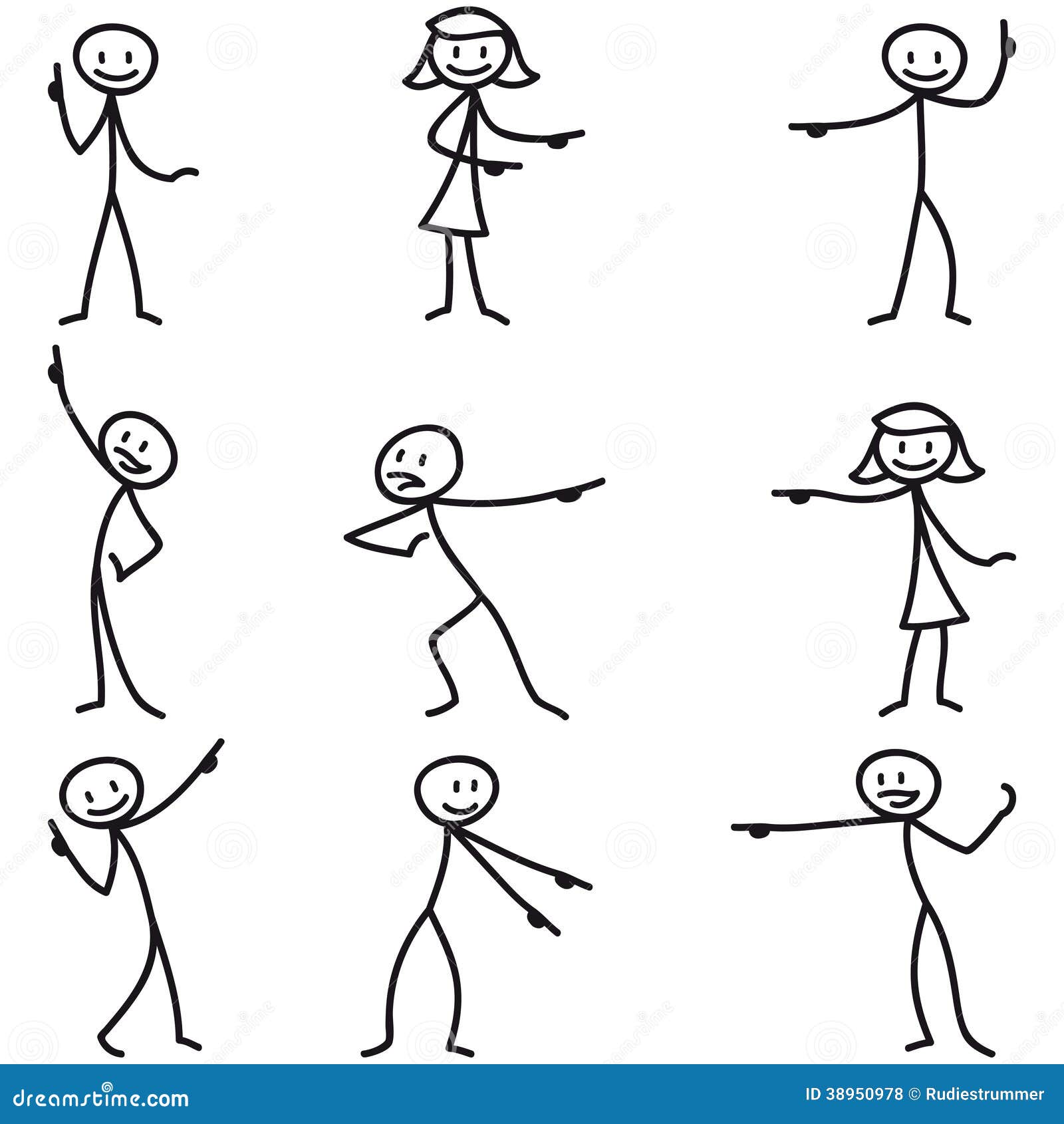 Free Vectors stick man hand drawing set