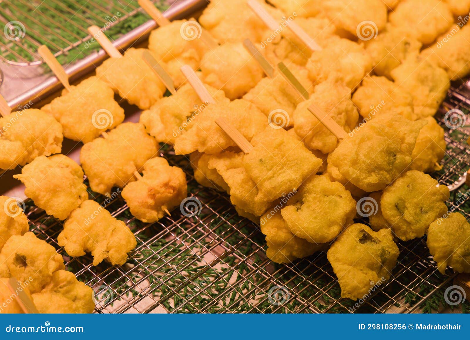 Sticks with Japanese Vegetable Tempura on a Grid Stock Photo Image of