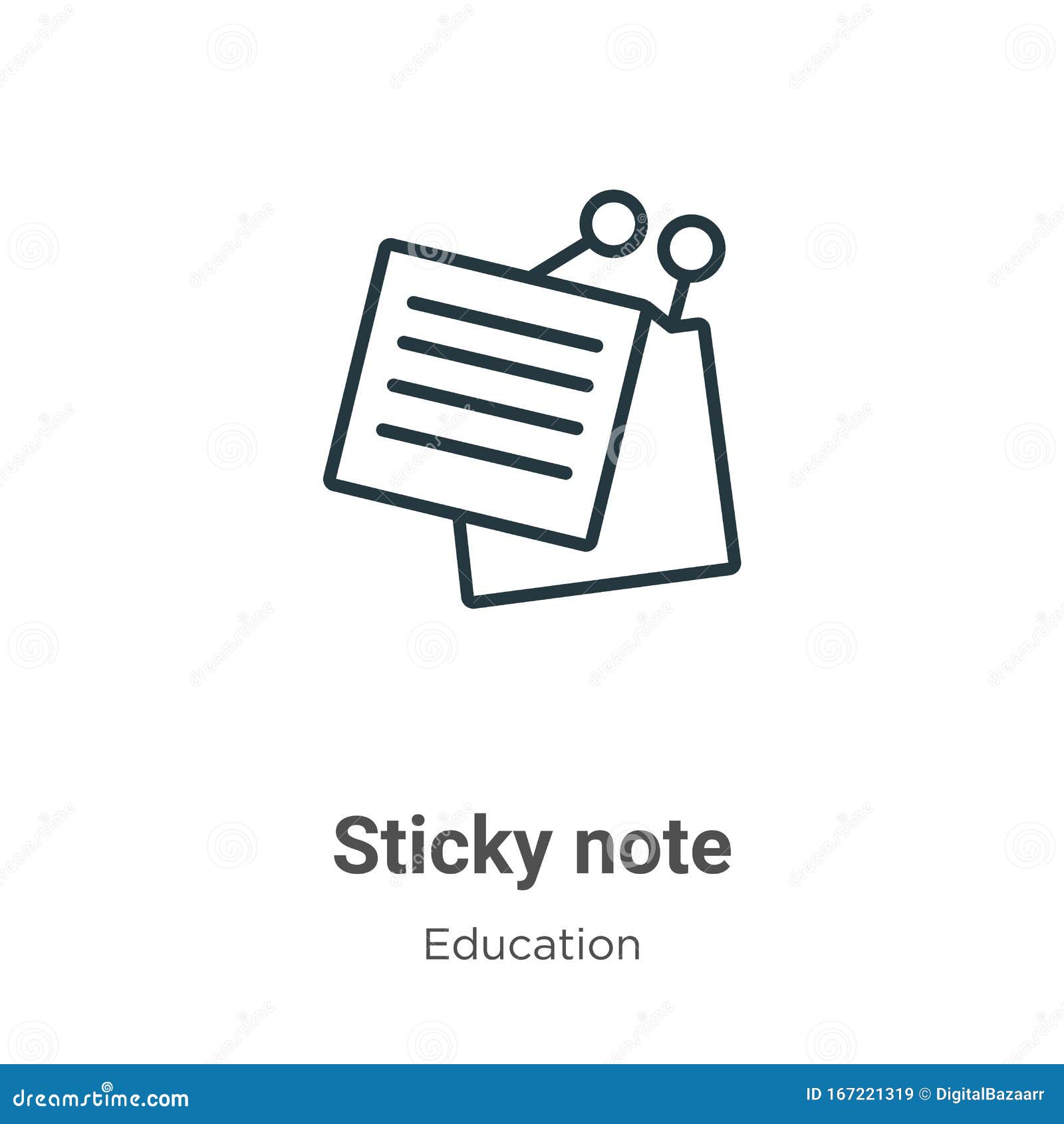 Sticky Note Outline Vector Icon. Thin Line Black Sticky Note Icon, Flat ...