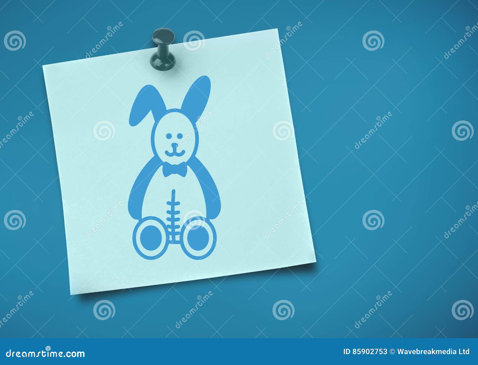 Sticky Note with Soft Toy Rabbit Bunny Icon Stock Illustration