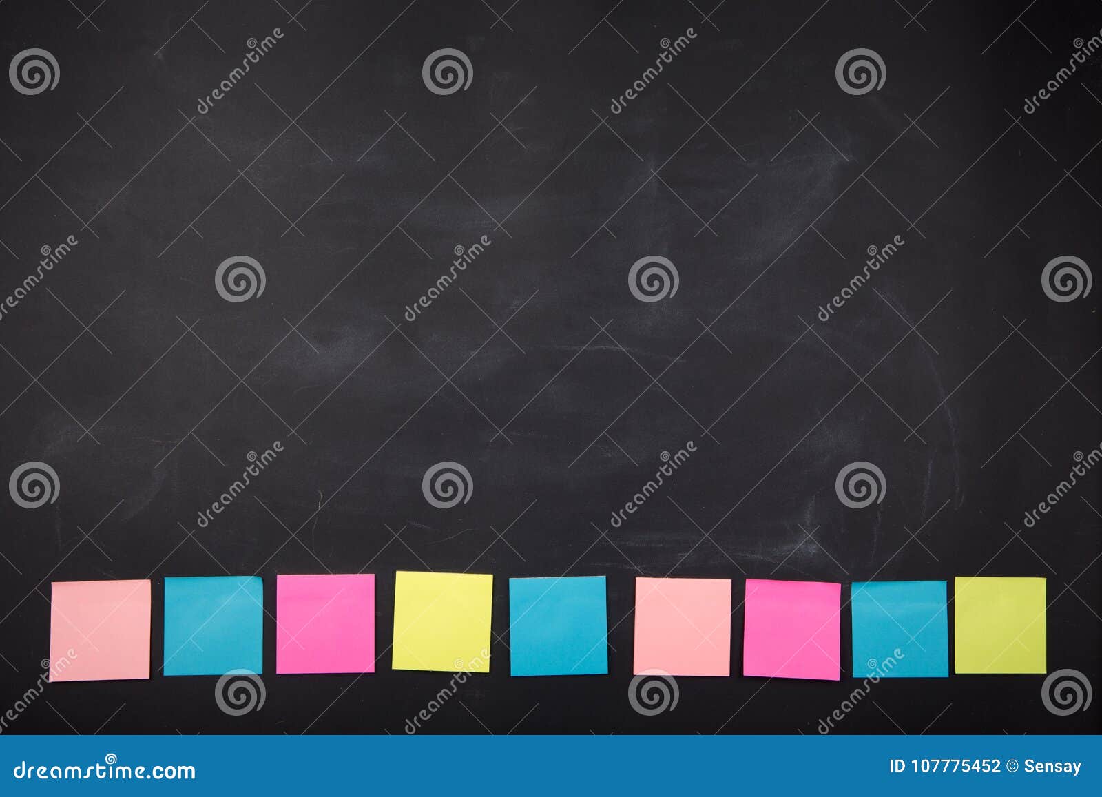 Sticky Notes on the Blank Blackboard Stock Photo Image of