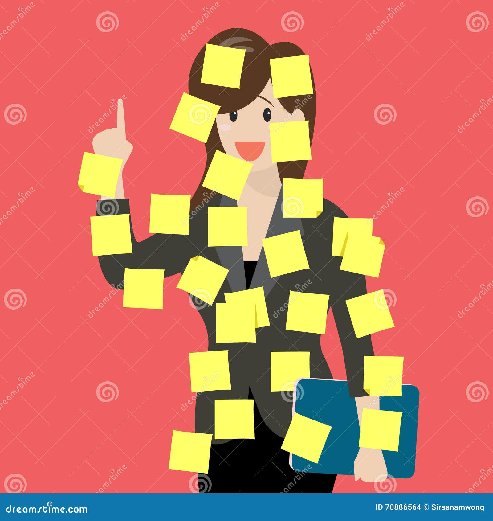 Sticky notes girl stock vector. Illustration of businesswoman 70886564