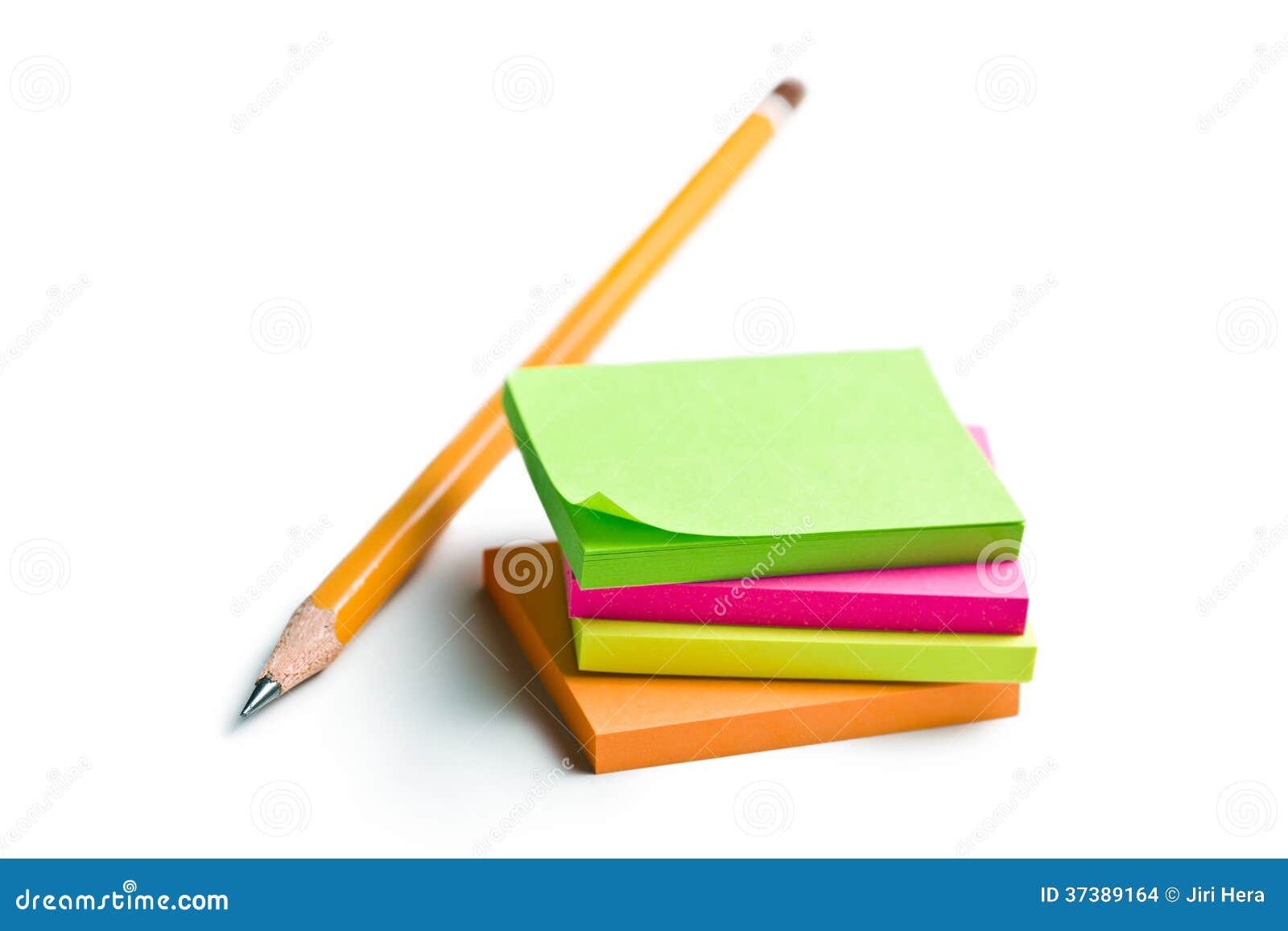 sticky-notes-pencil-white-background-373