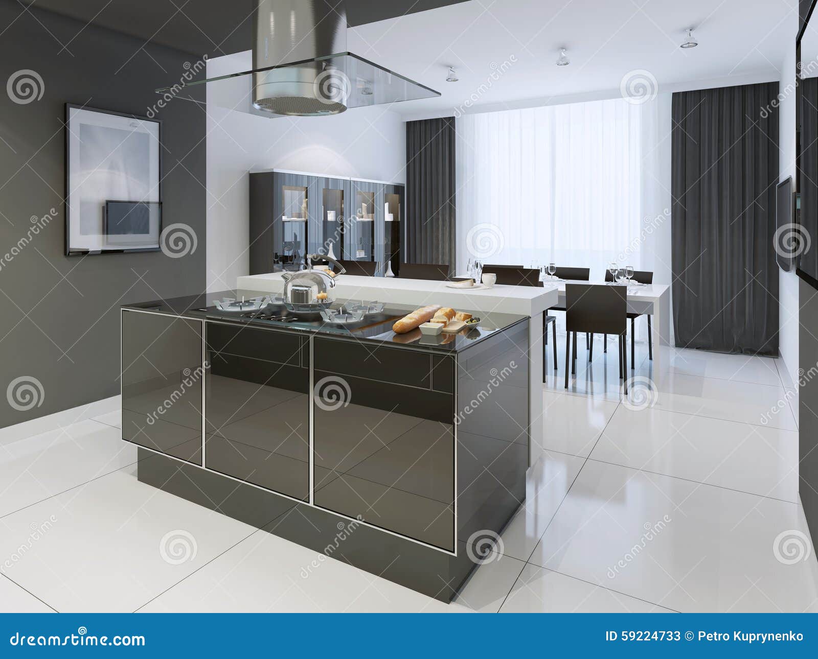 Stile moderno della cucina in bianco e nero immagine stock ... Cucine bianche e nere