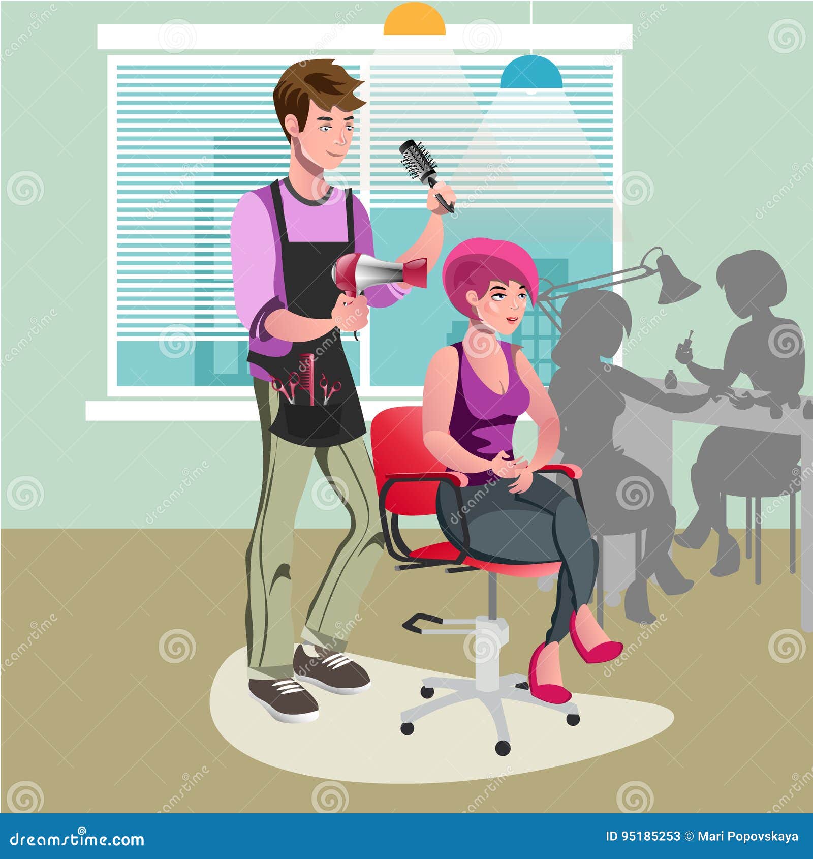 Giovane Barbiere Bello Che Fa Taglio Di Capelli Della Donna Attraente Parrucchiere Image106033155 - Foto 11