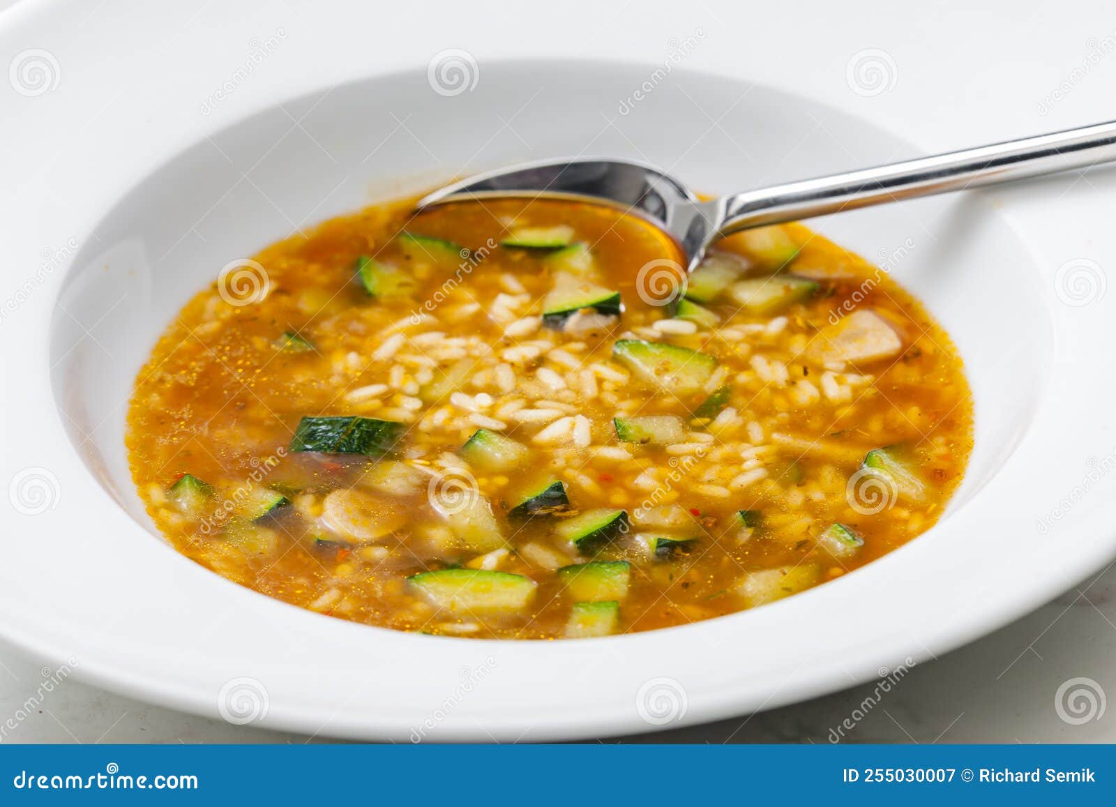 Still Ife of Zucchini Soup with Rice Stock Image Image of healthy