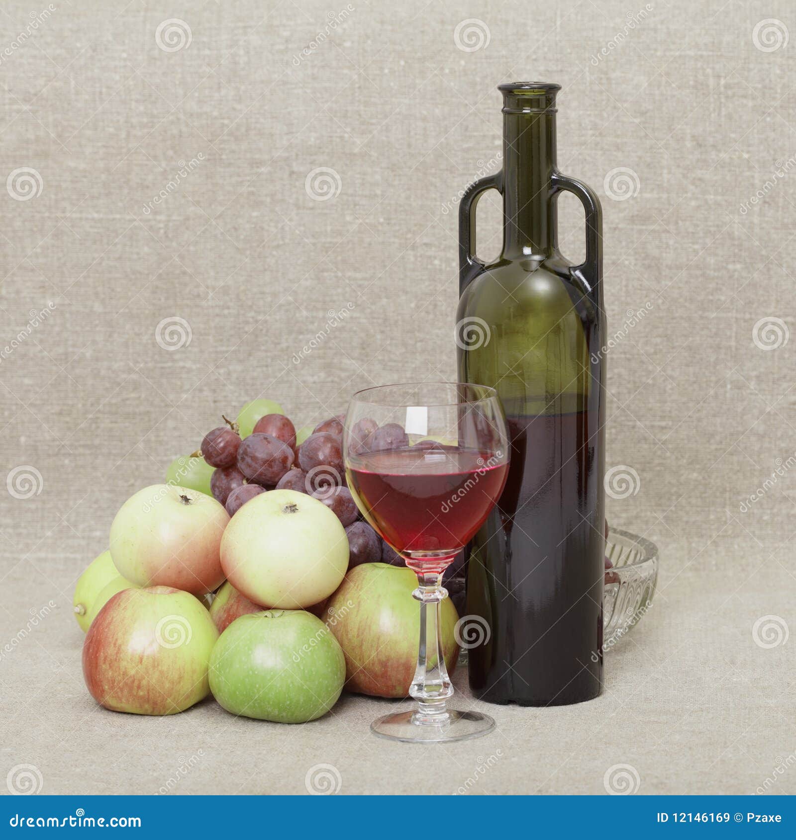 Stilllife from a Bottle of Wine and Fruit Stock Image Image of